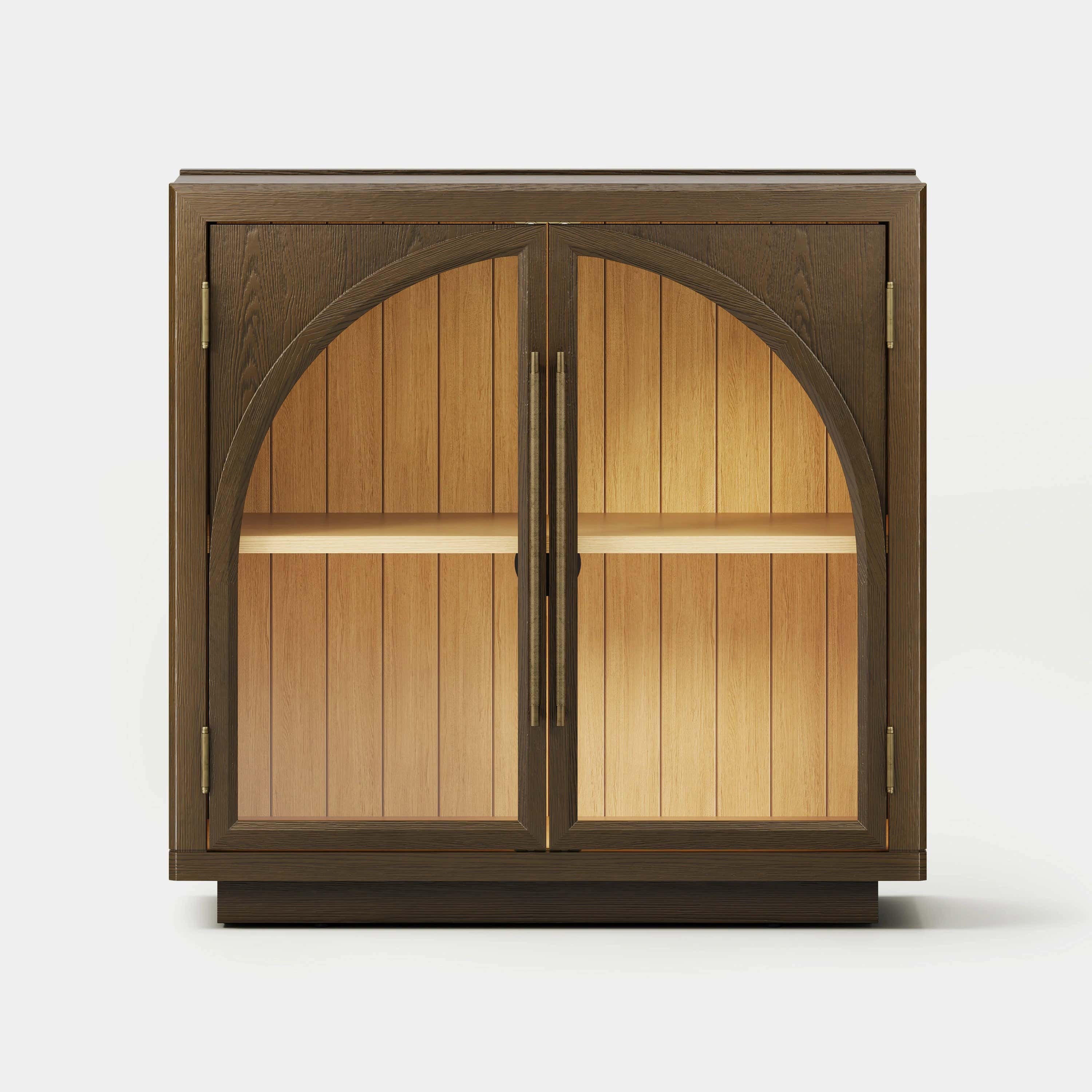 Alvar Arched 63″ Oak Media Console(Set of 2)