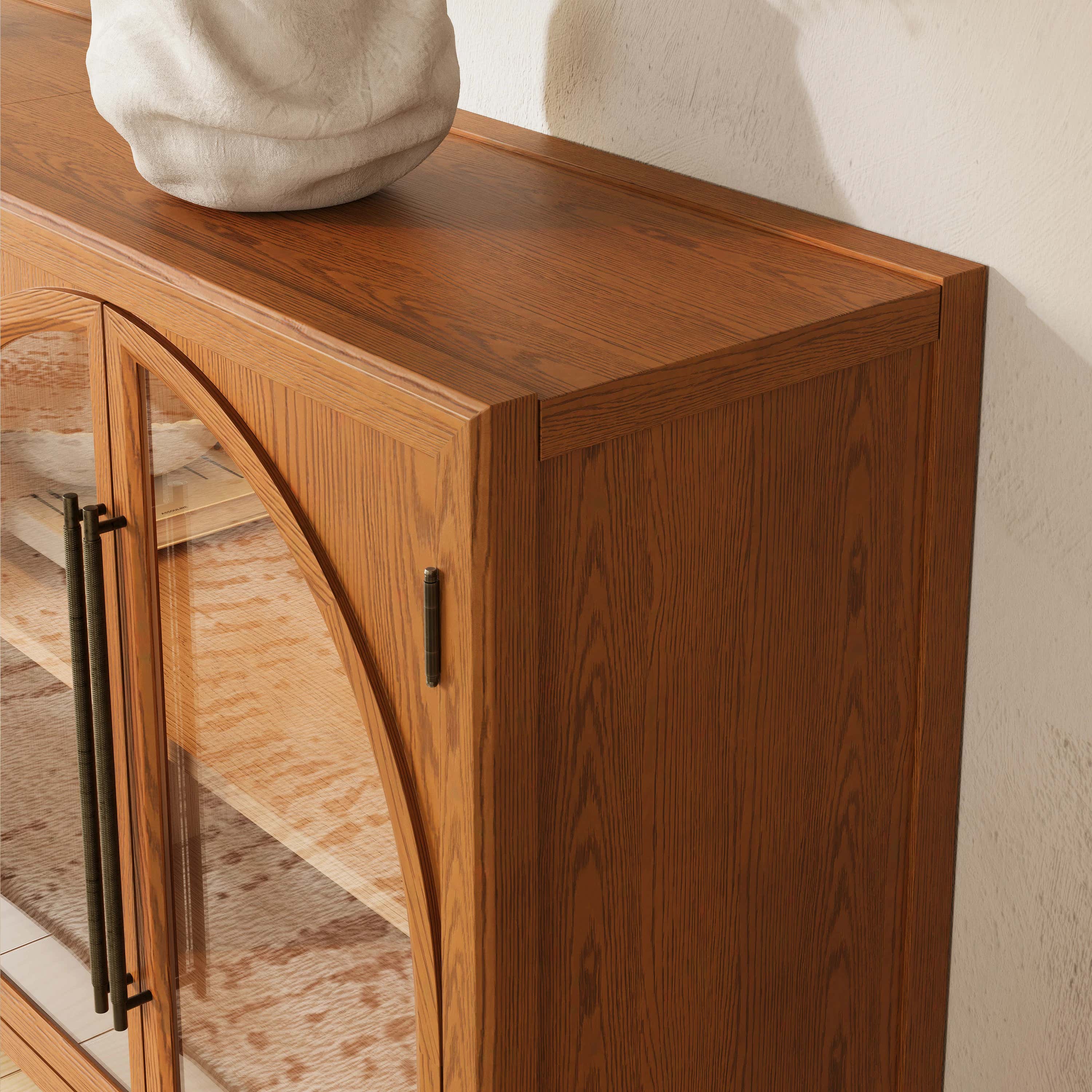 Alvar Arched 121″ Oak Modular Media Console(Set of 4)
