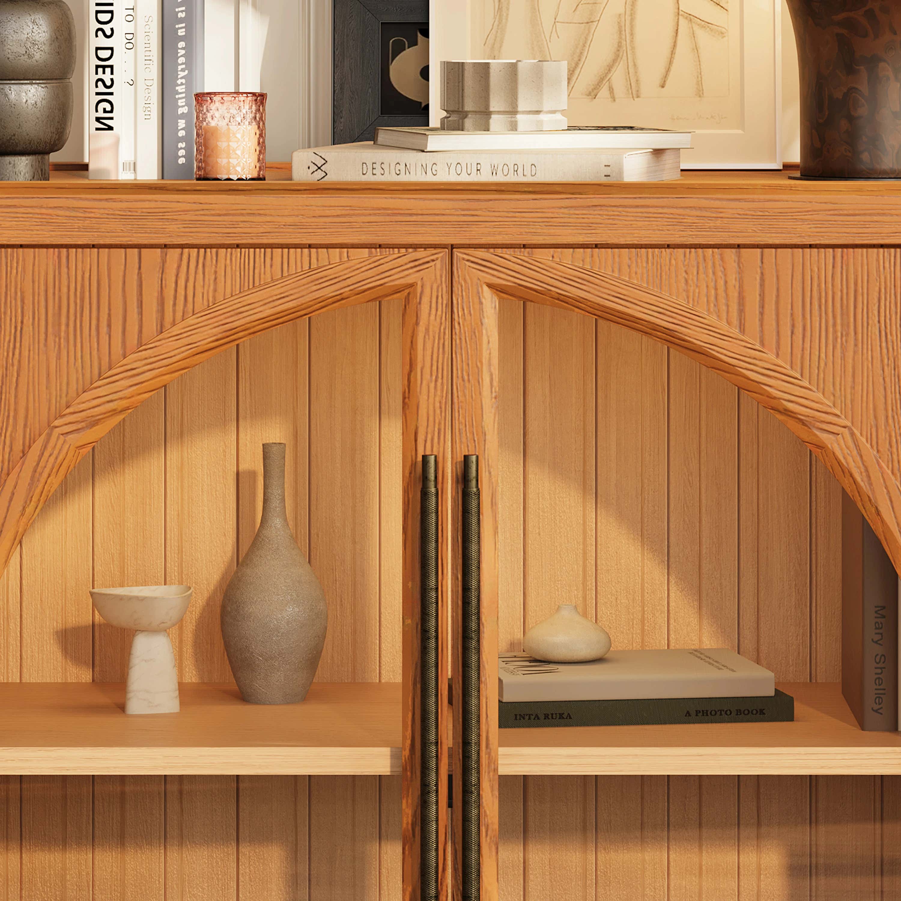 Alvar Arched 121″ Oak Modular Media Console(Set of 4)