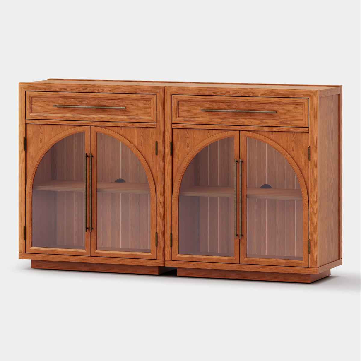 Alvar Arched 61" Oak Sideboard with Drawers(Set of 2)