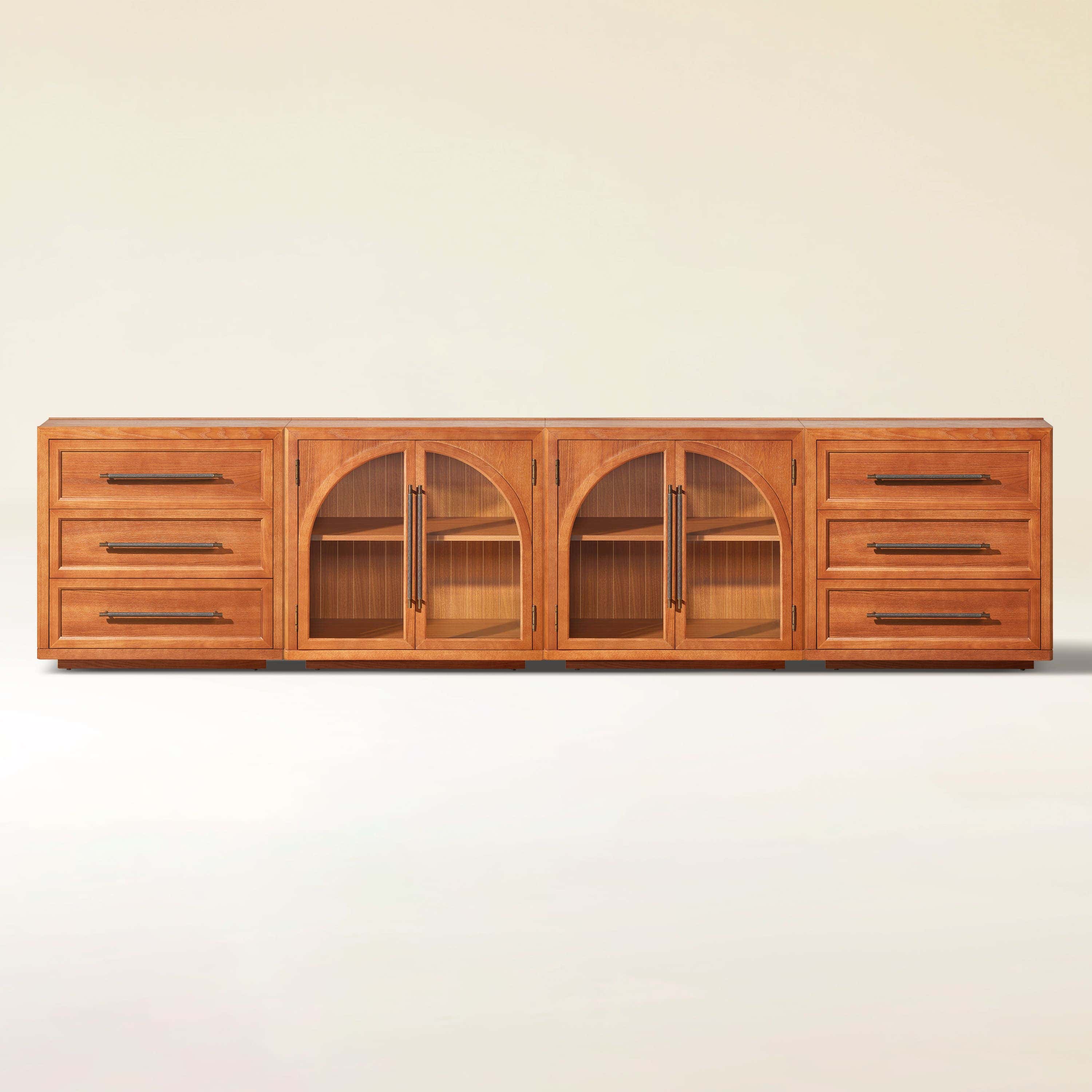 Alvar Arched 121″ Oak Modular Media Console(Set of 4)