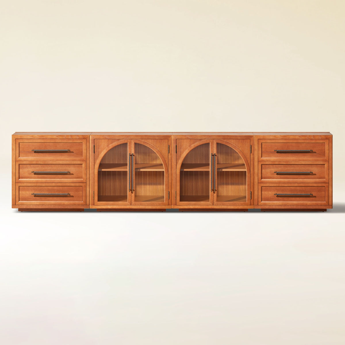 Alvar Arched 121″ Oak Modular Media Console(Set of 4)