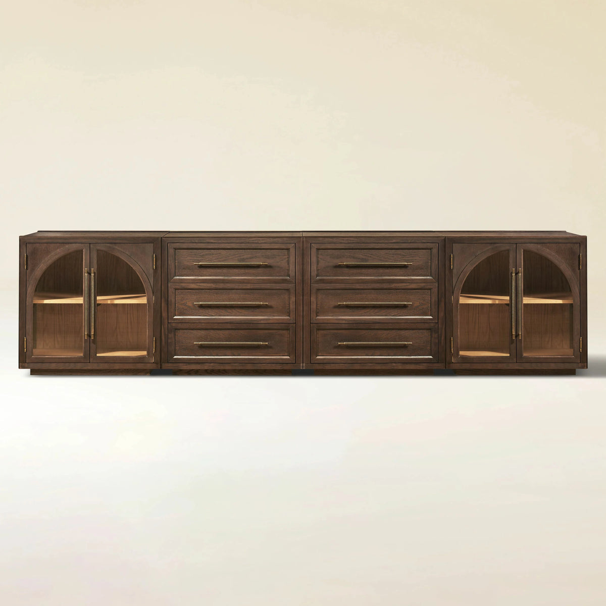 Alvar Arched 121″ Oak Modular Media Console(Set of 4)
