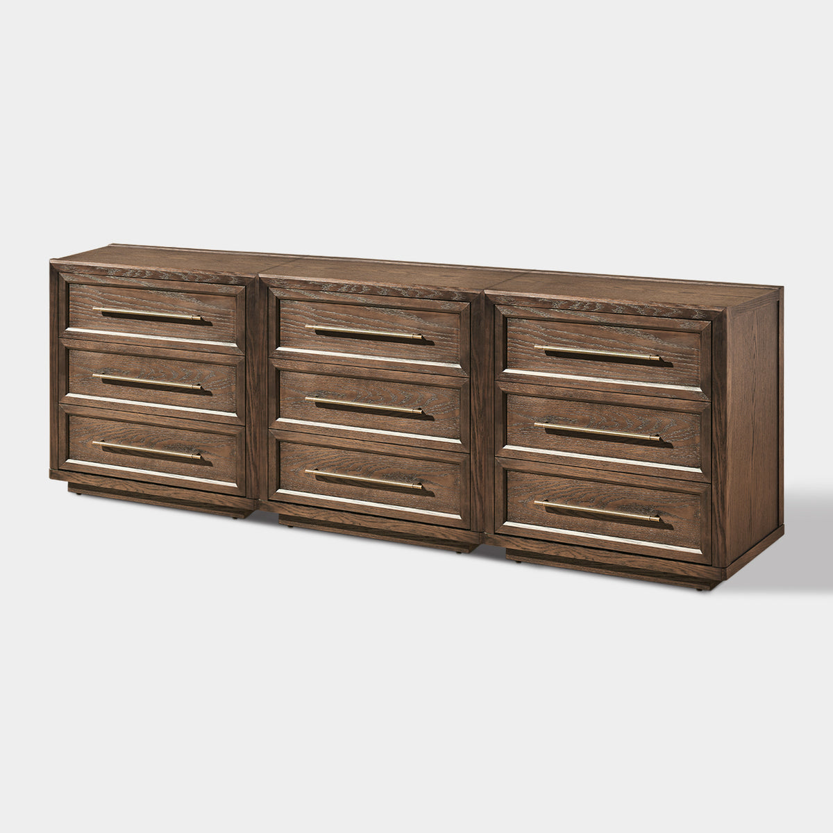 Alvar 91″ Oak 9-Drawer Chest(Set of 3)
