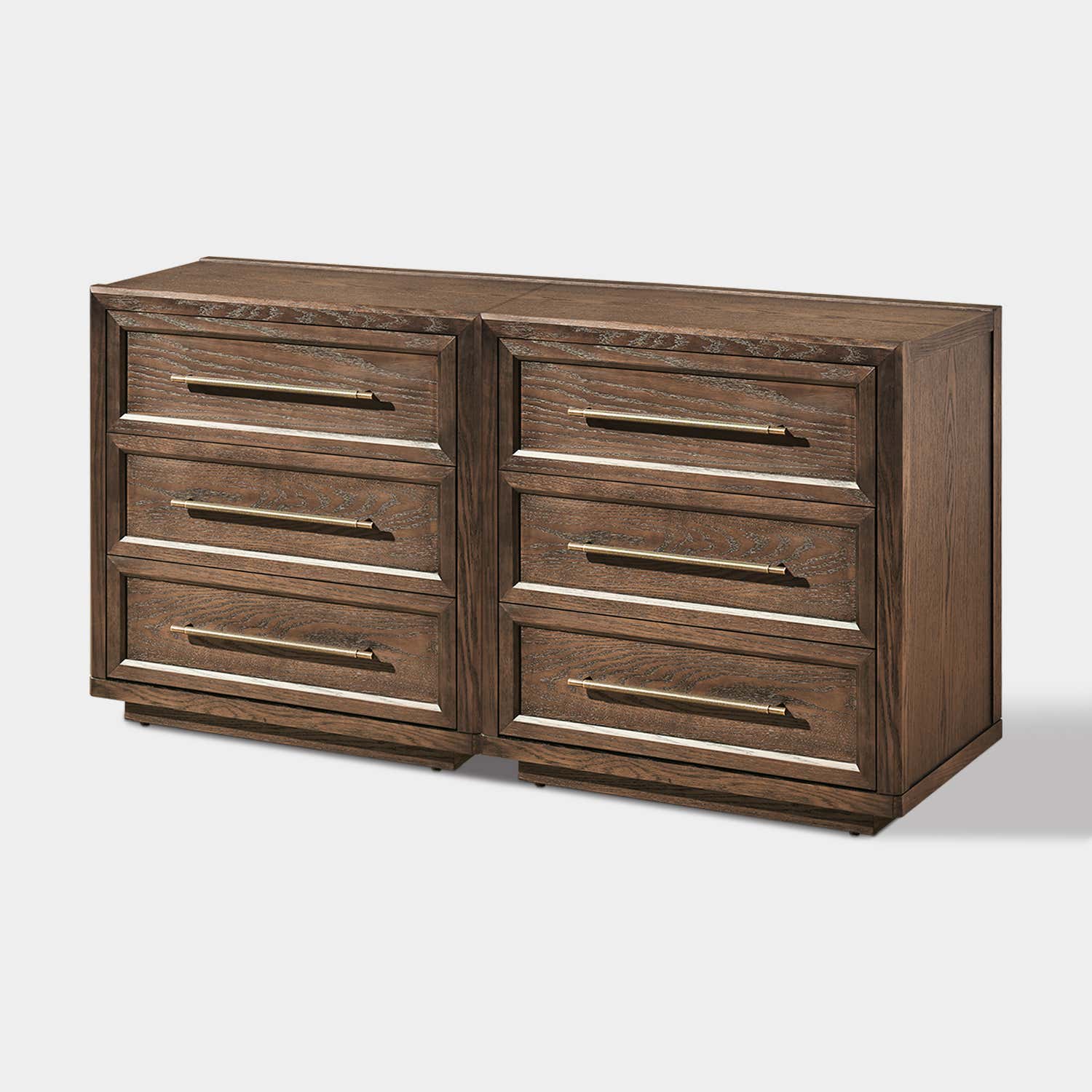 Alvar 63″ Oak 6-Drawer Chest(Set of 2)
