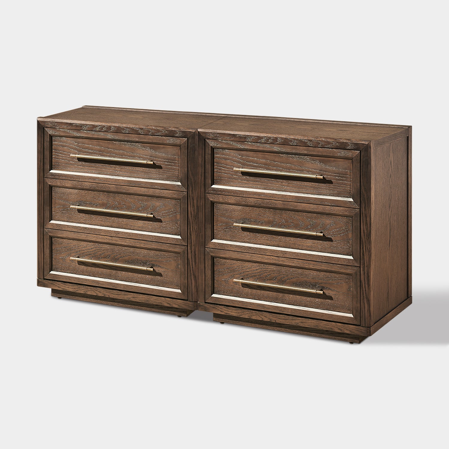 Alvar 61″ Oak 6-Drawer Chest(Set of 2)