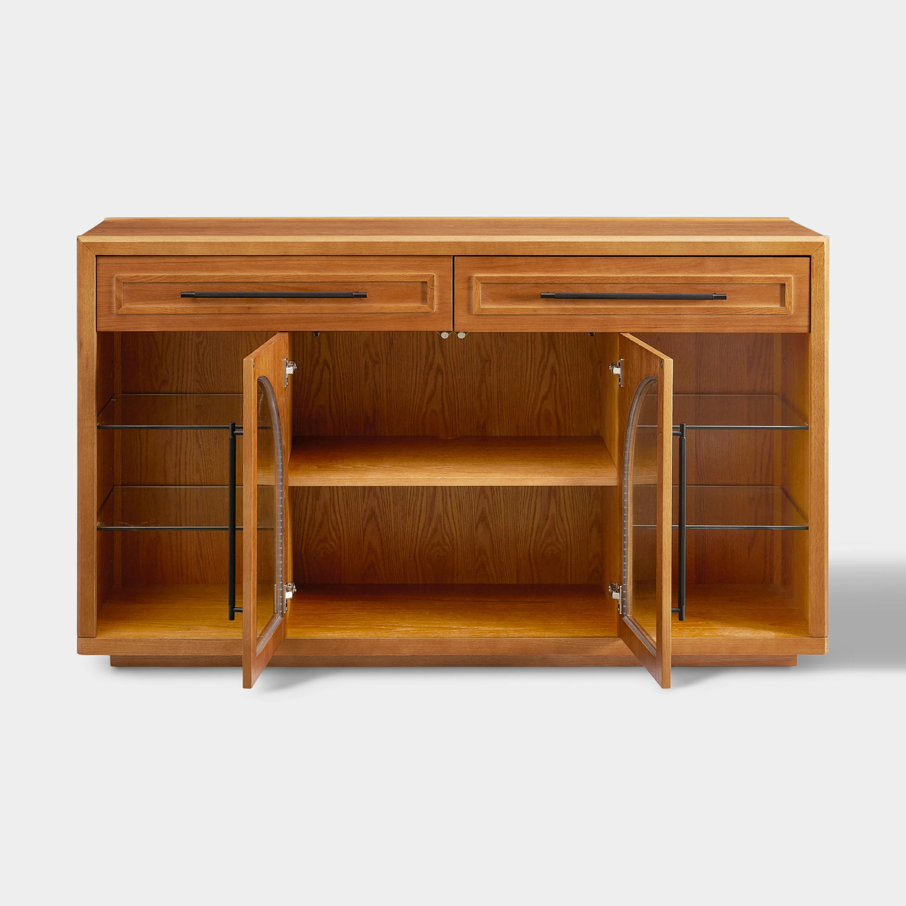 Alvar Oak Arched Glass Sideboard 63"W