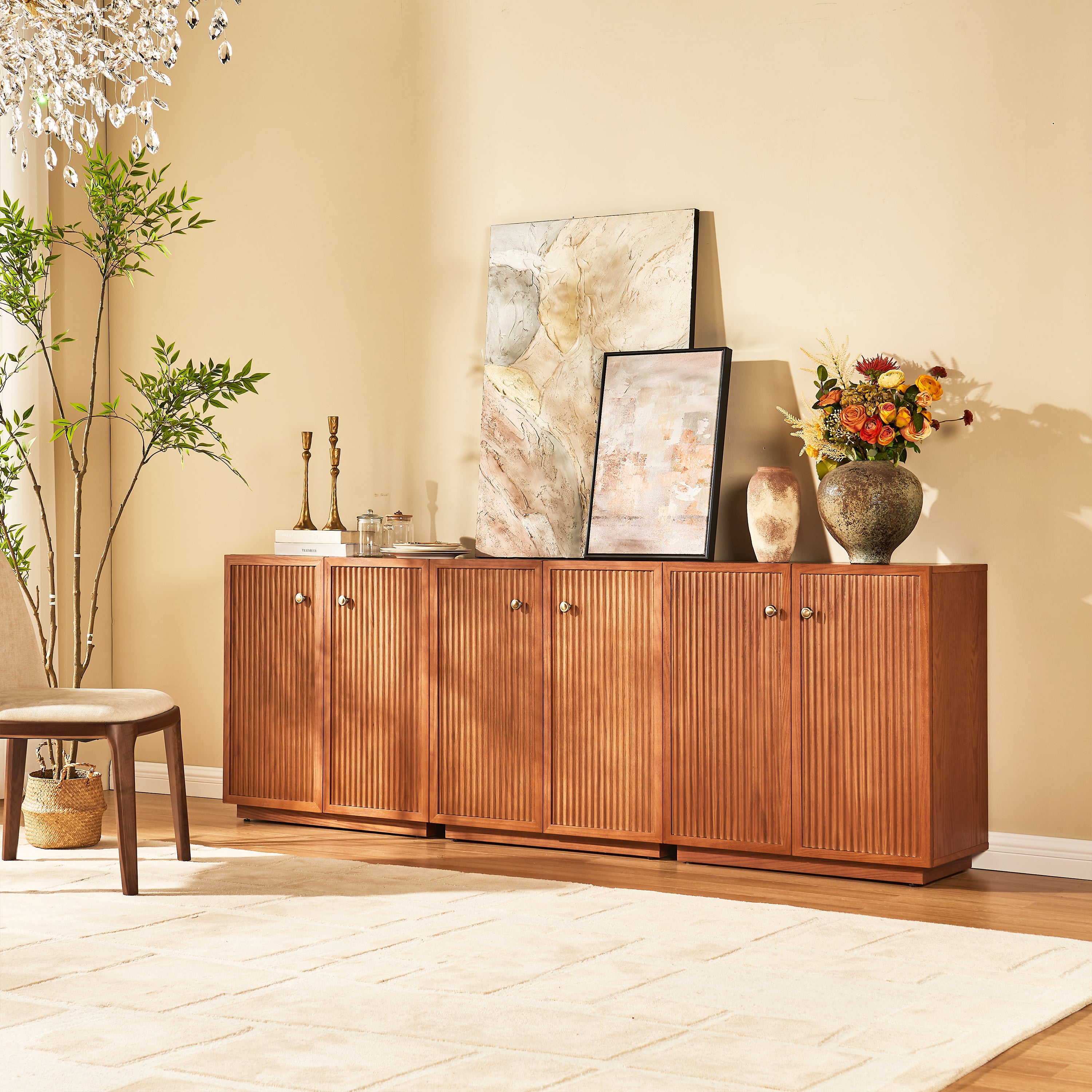 Avery Oak Media Console 90"W(Set of 3)