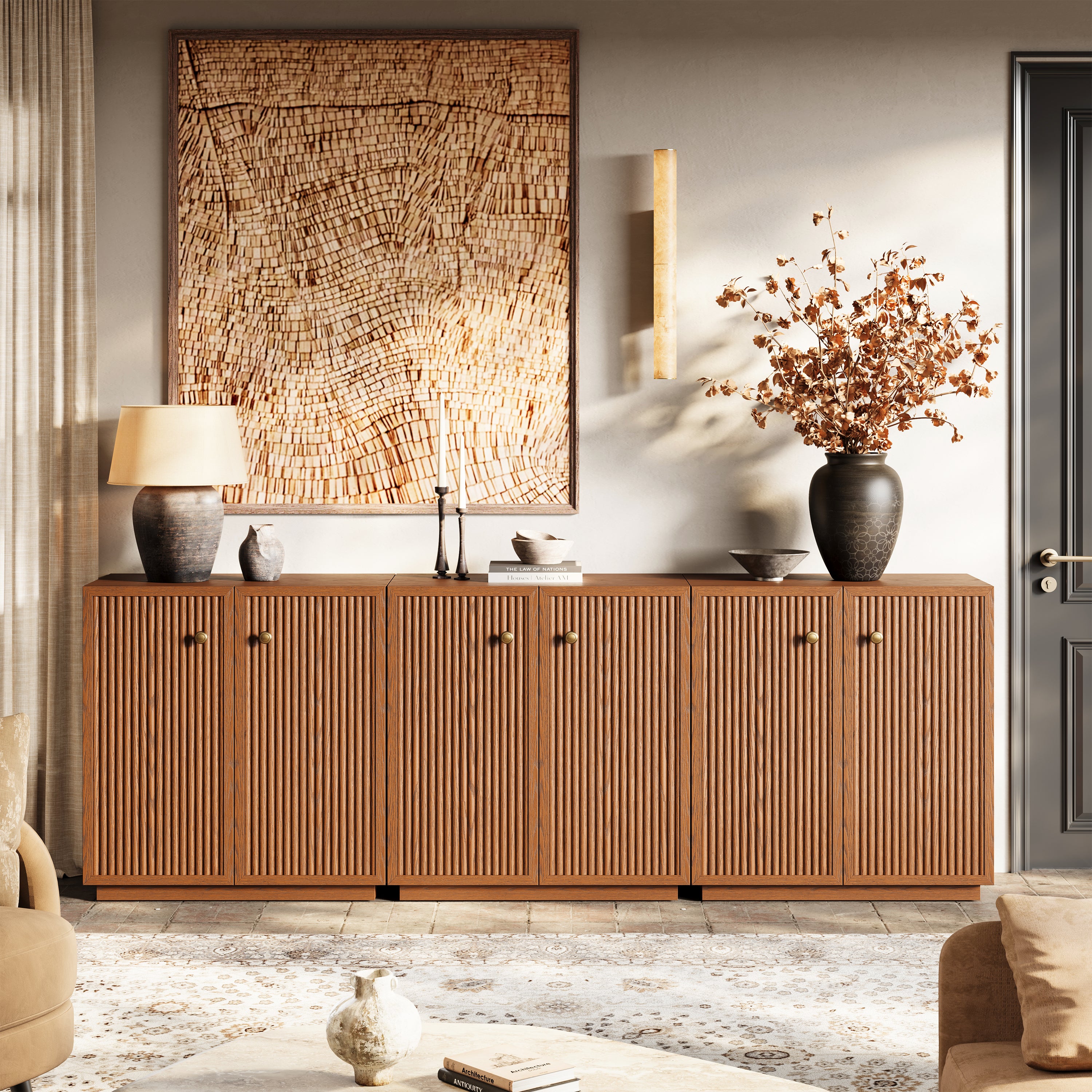Avery Oak Sideboard (Set of 3) 90"W