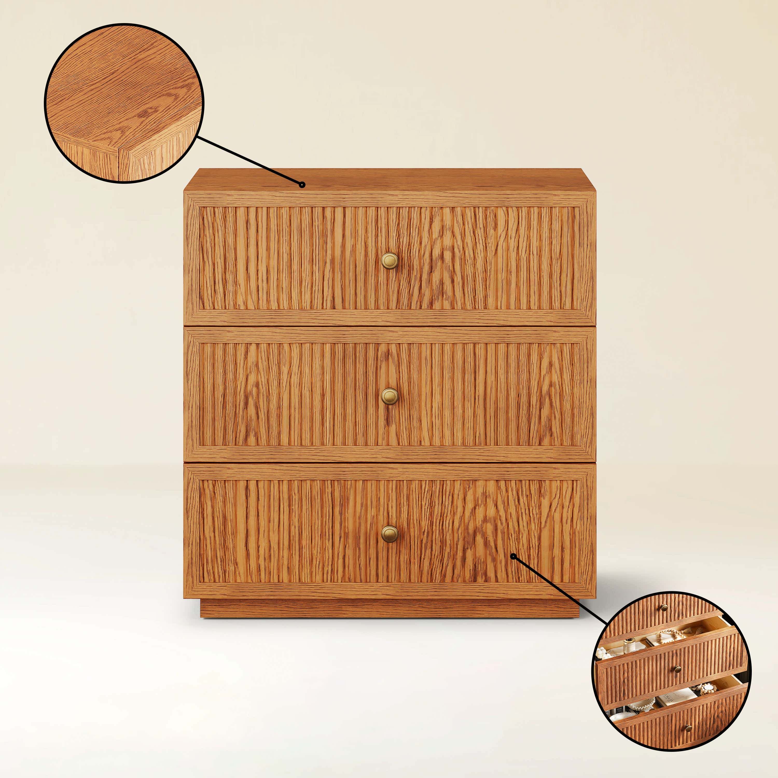 Avery Oak Drawer 90"W(Set of 3)