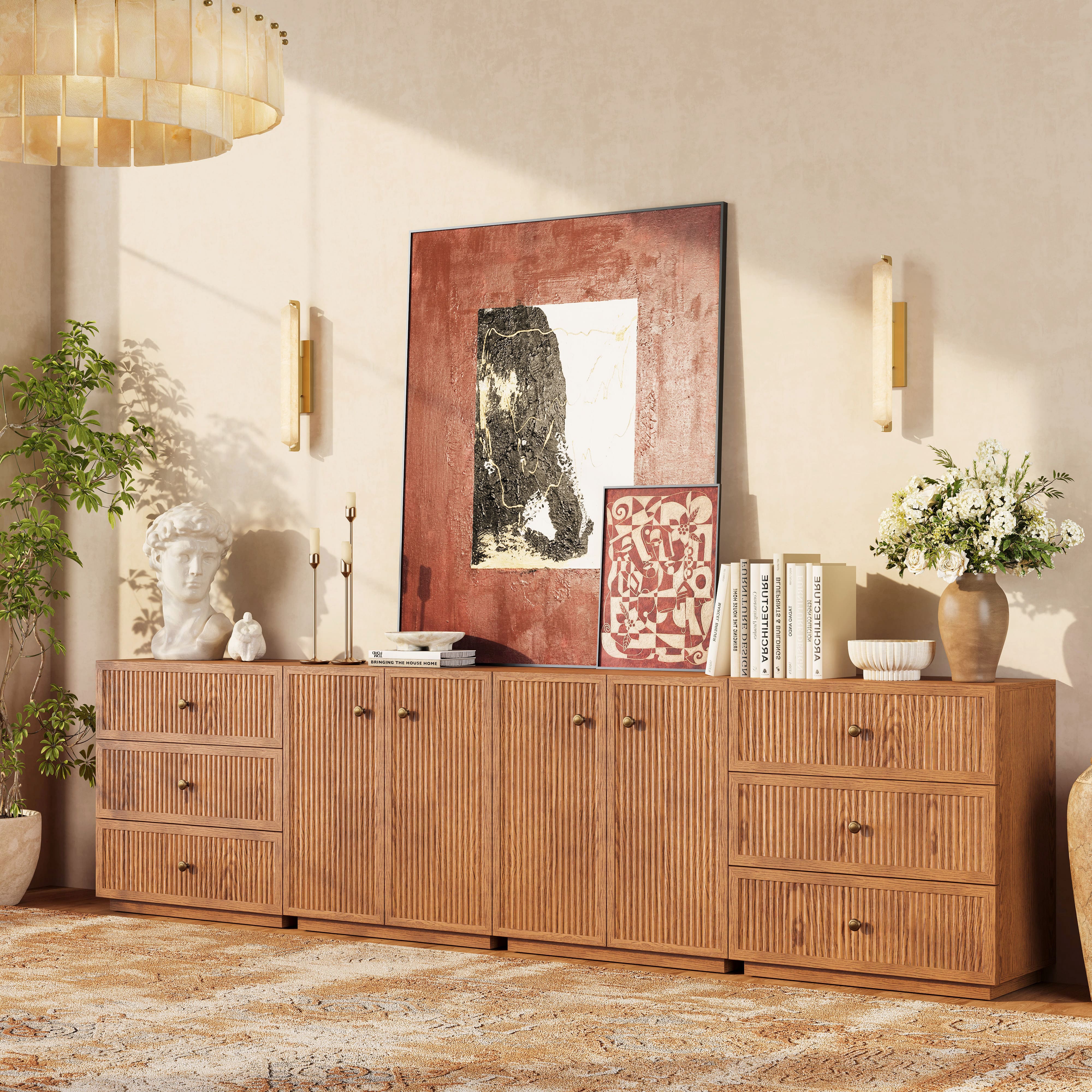Avery Oak Modular Media Console 120"W