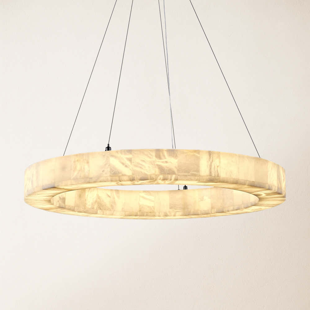 Soluna Alabaster Round Chandelier 30"D