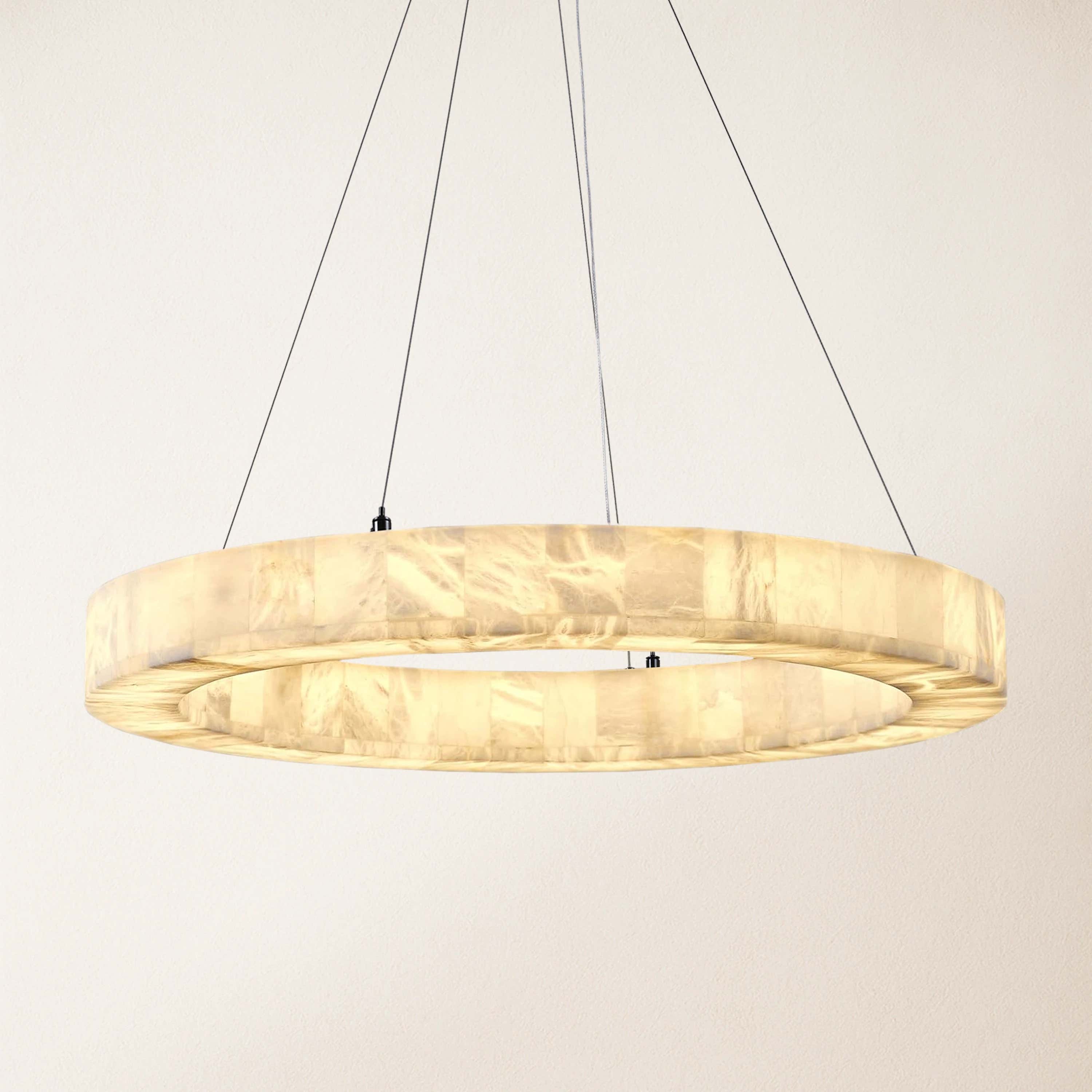 Soluna Alabaster Round Chandelier 30"D