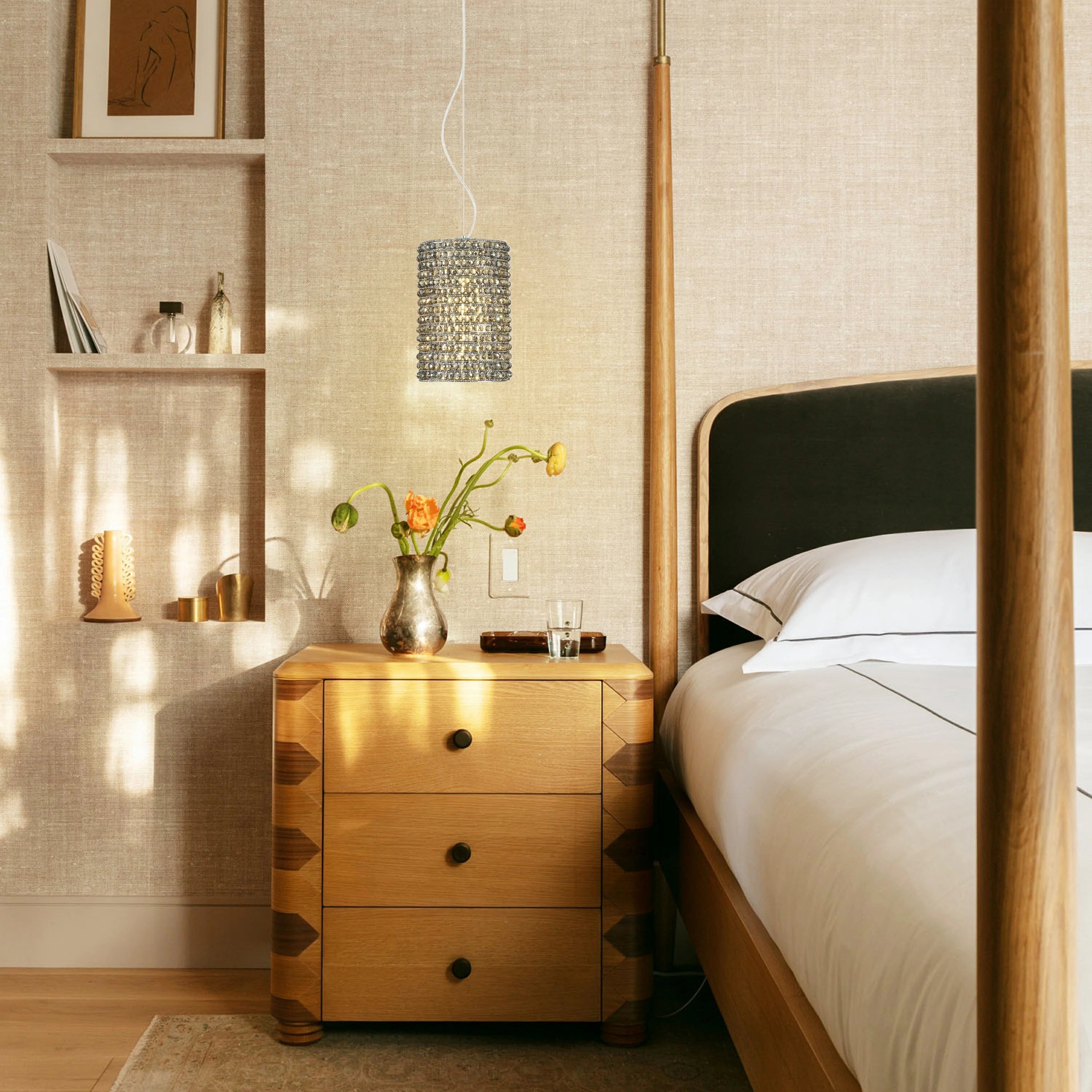 Stellar Beads Pendant Lights Smoke Clear 12"#Finish_Grep