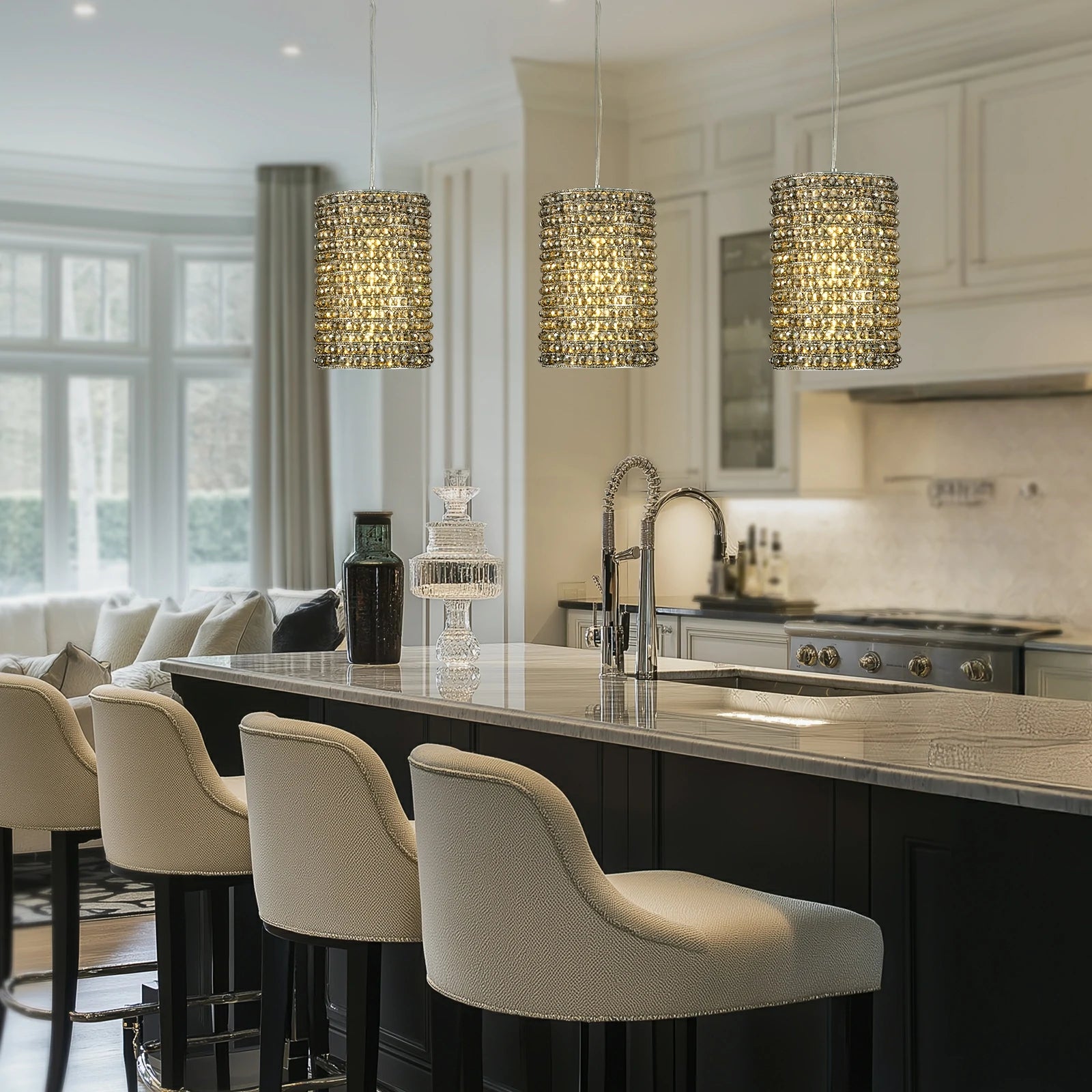 Stellar Beads Pendant Lights Smoke Clear 30cm