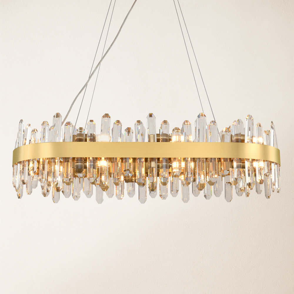 Stellara Crystal Strip Oval Halo Chandelier 91cm