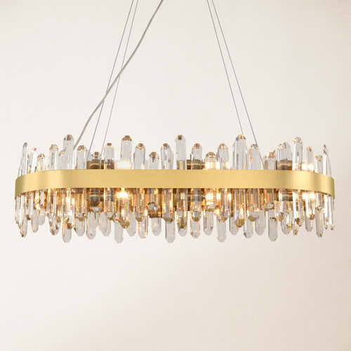 Stellara Crystal Strip Oval Halo Chandelier 91cm