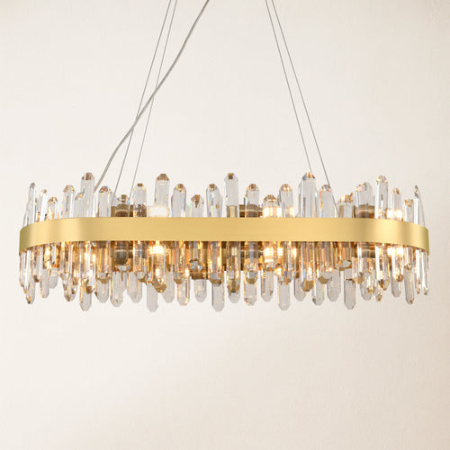 Stellara Crystal Strip Oval Halo Chandelier 91cm