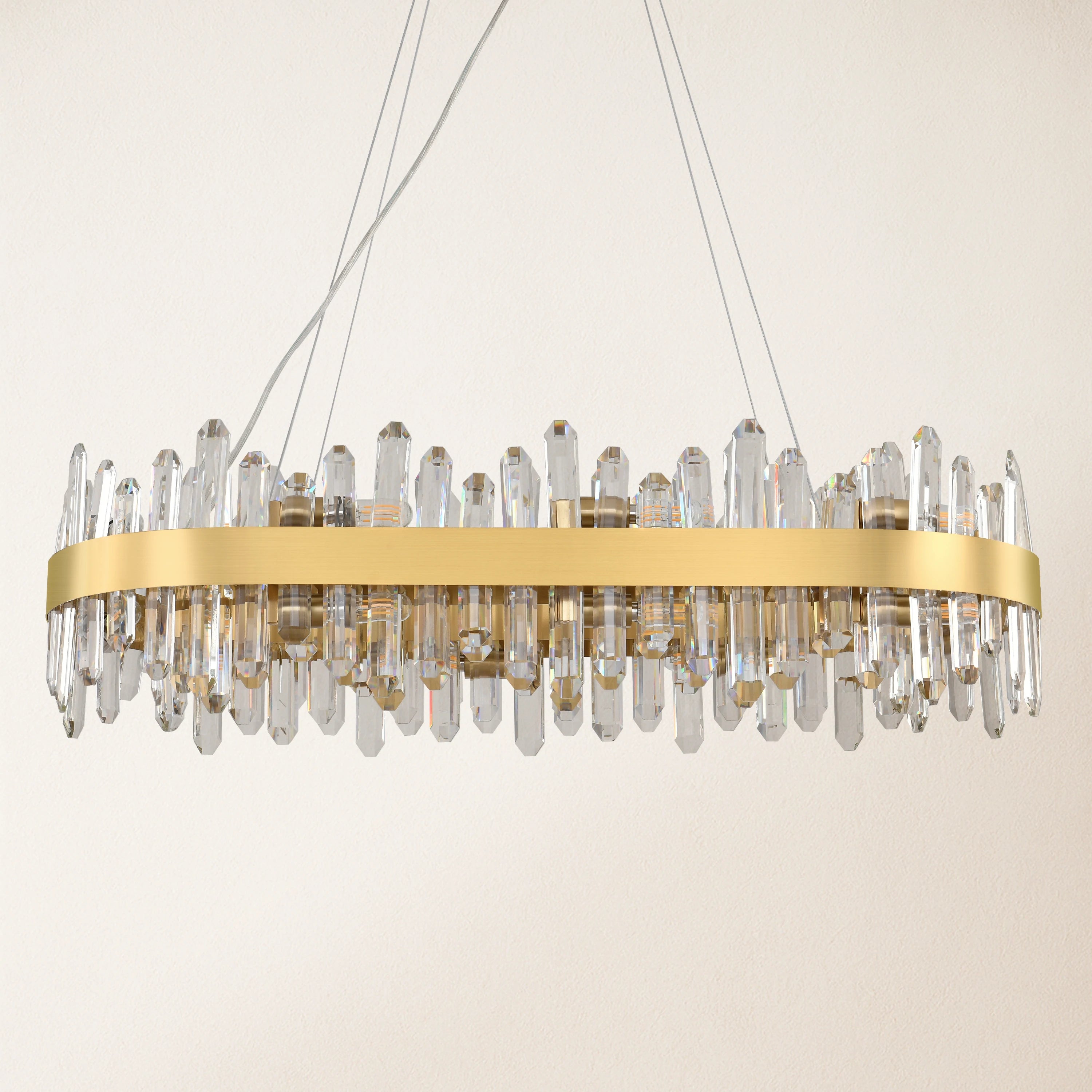 Stellara Crystal Strip Oval Halo Chandelier 91cm