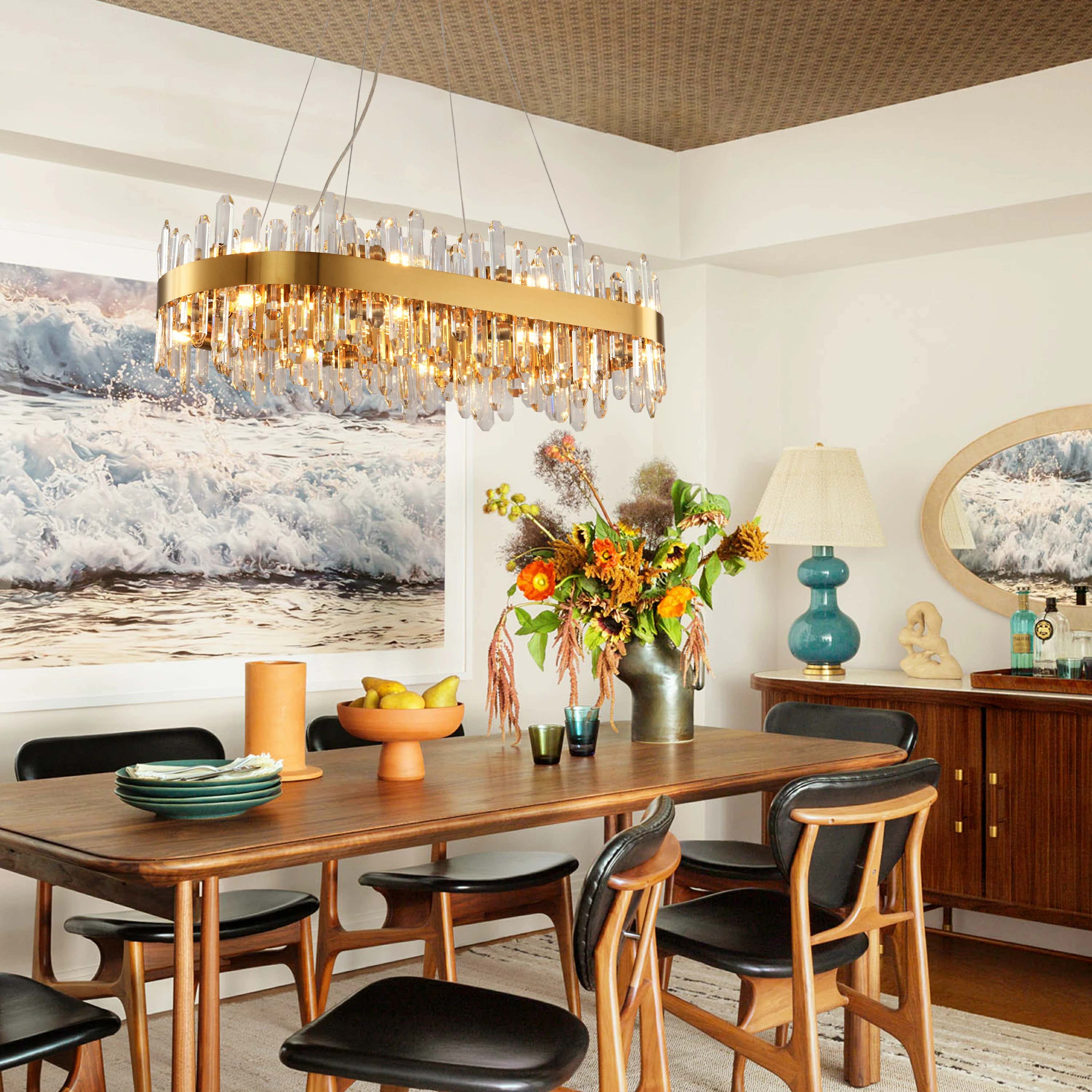 Stellara Crystal Strip Oval Halo Chandelier 91cm