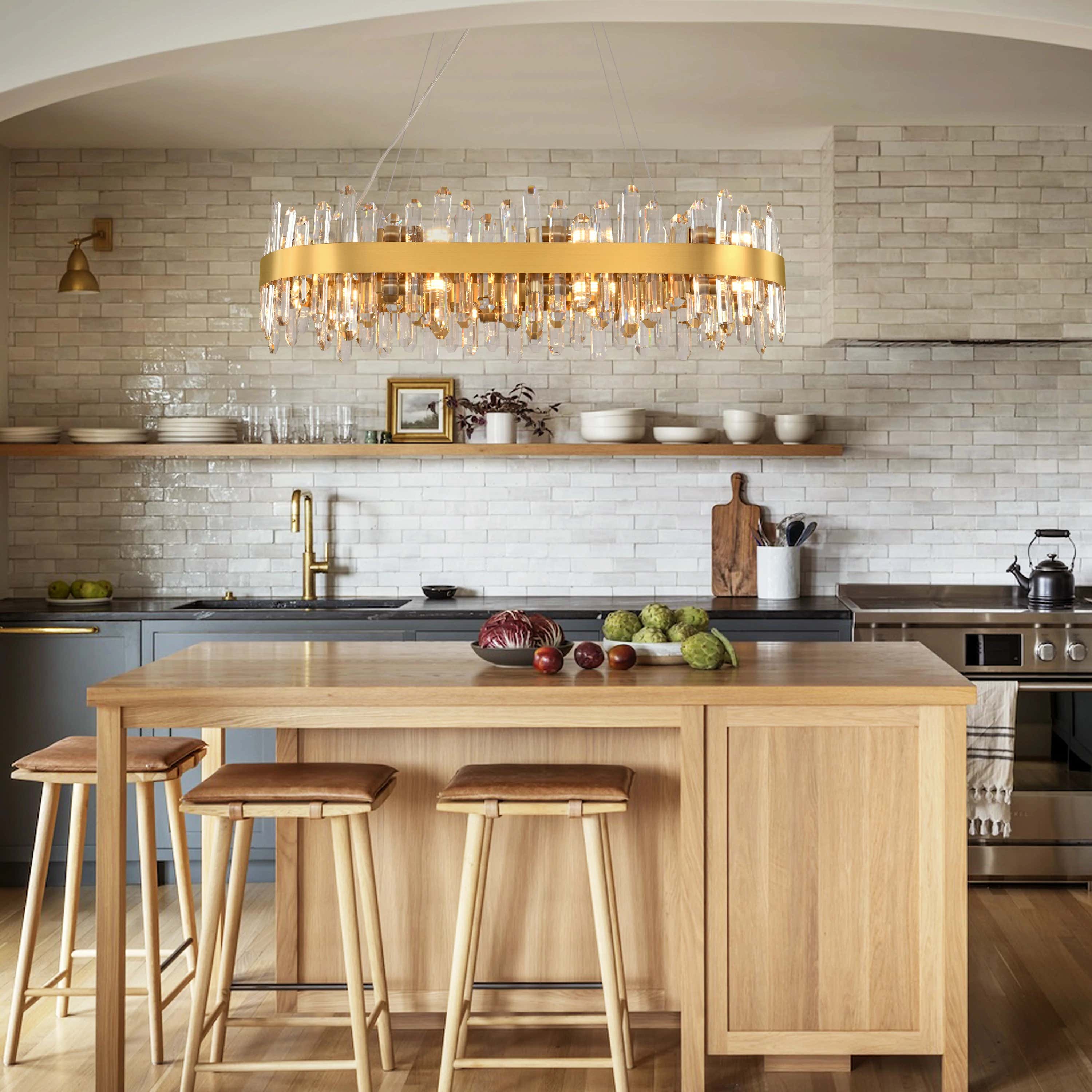 Stellara Crystal Strip Oval Halo Chandelier 91cm