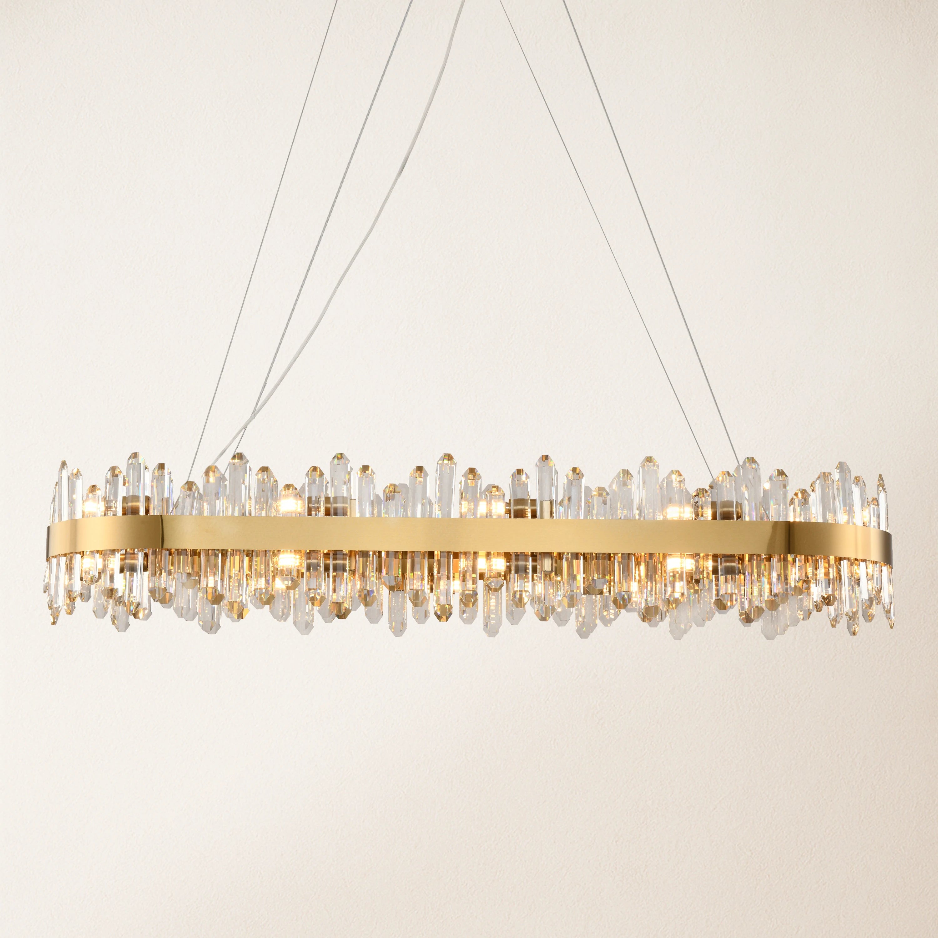 Stellara Crystal Strip Oval Halo Chandelier 132cm
