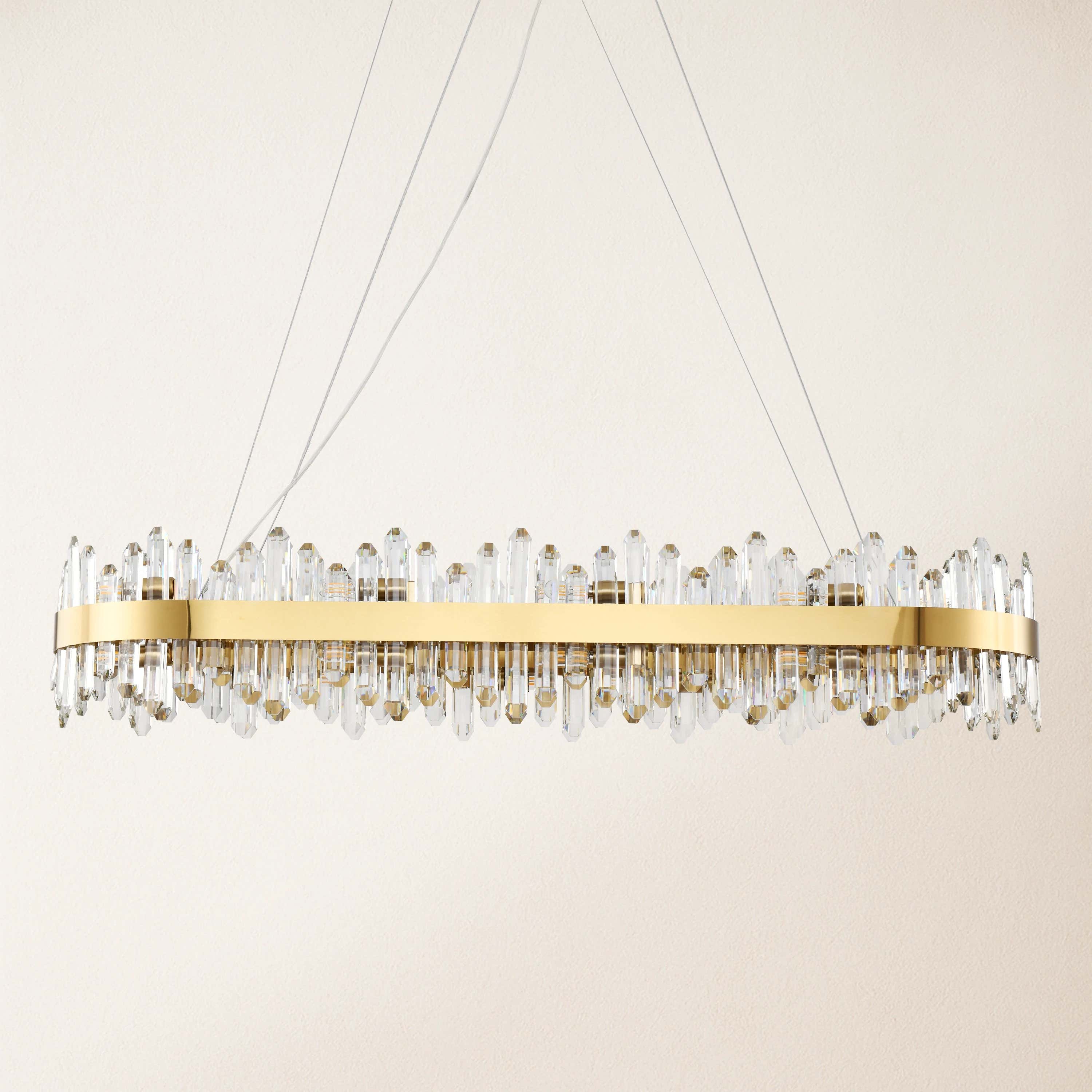 Stellara Crystal Strip Oval Halo Chandelier 132cm