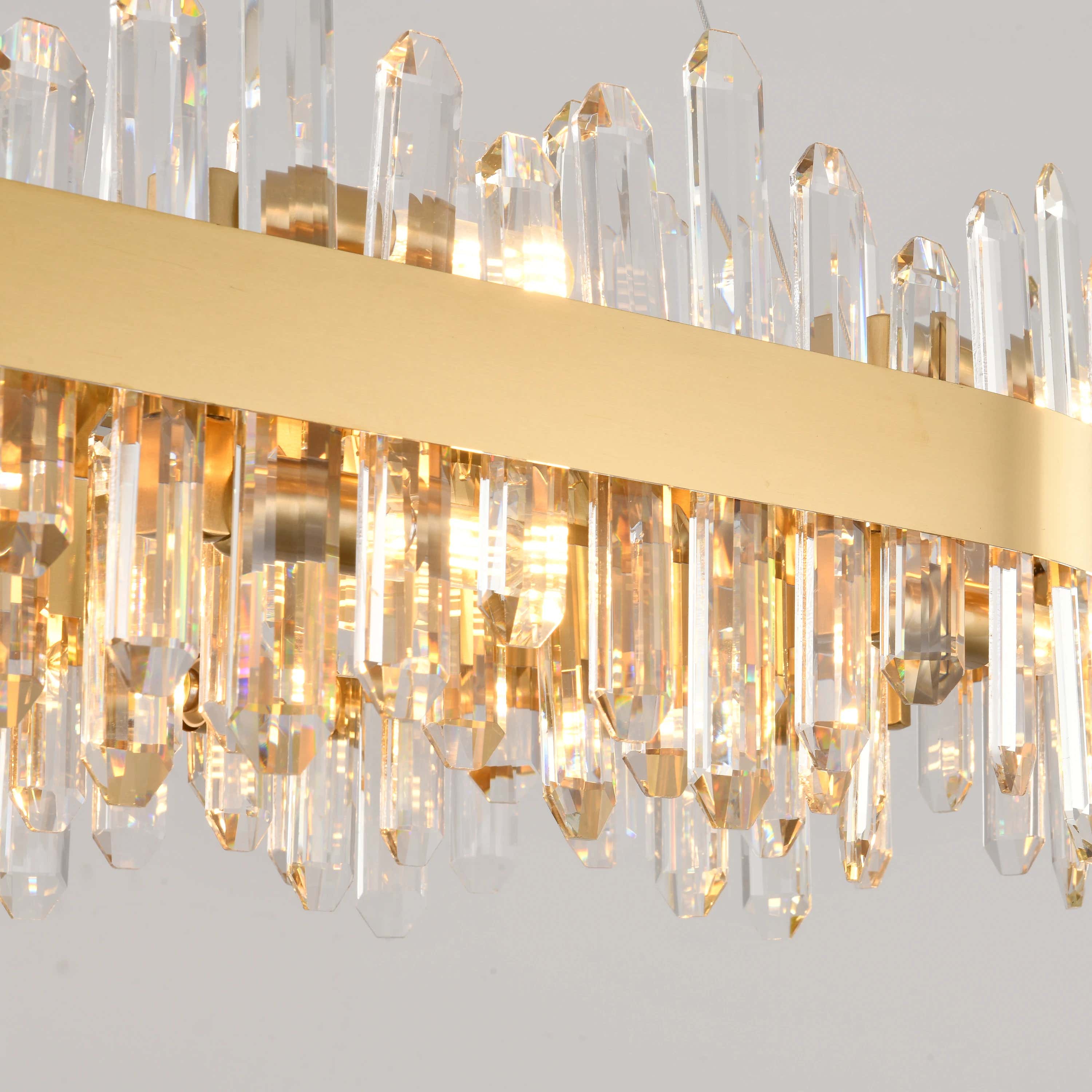 Stellara Crystal Strip Oval Halo Chandelier 91cm