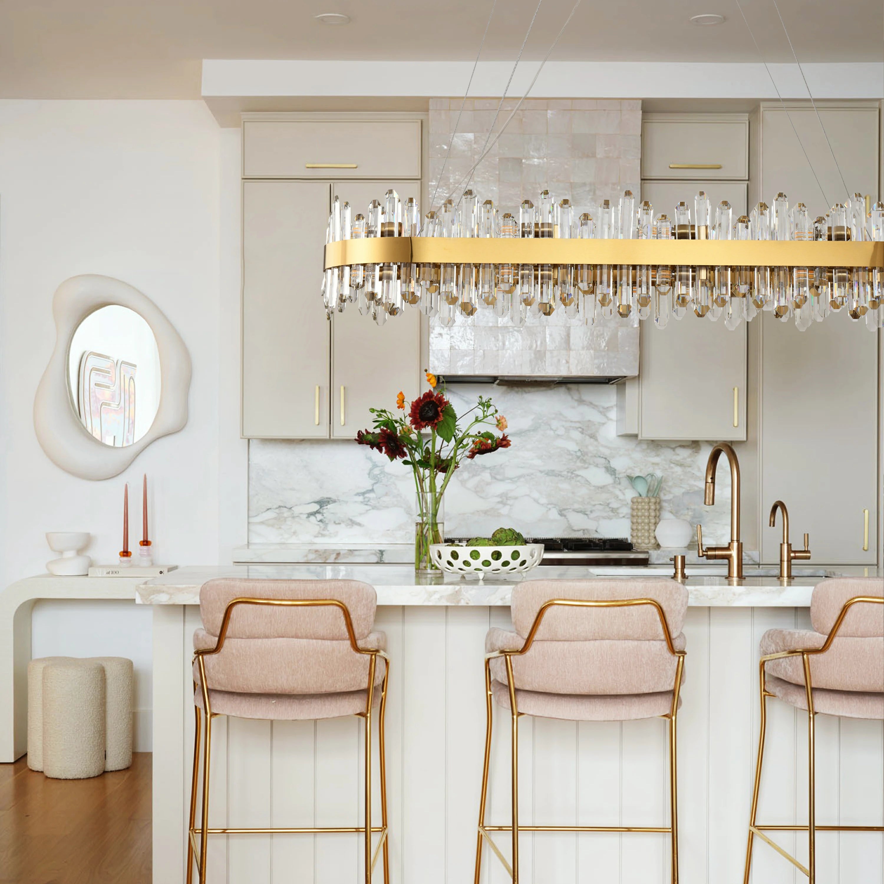 Stellara Crystal Strip Oval Halo Chandelier 132cm