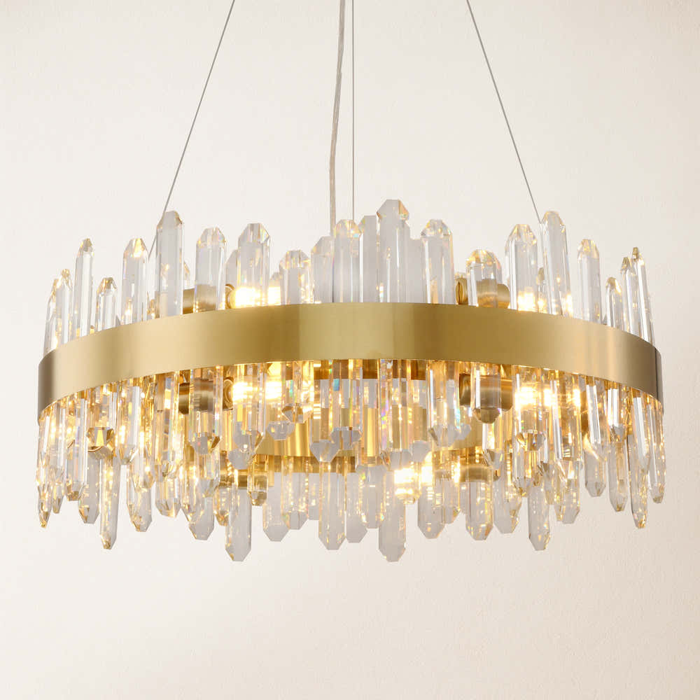 Stellara Crystal Strip Round Halo Chandelier 61cm D