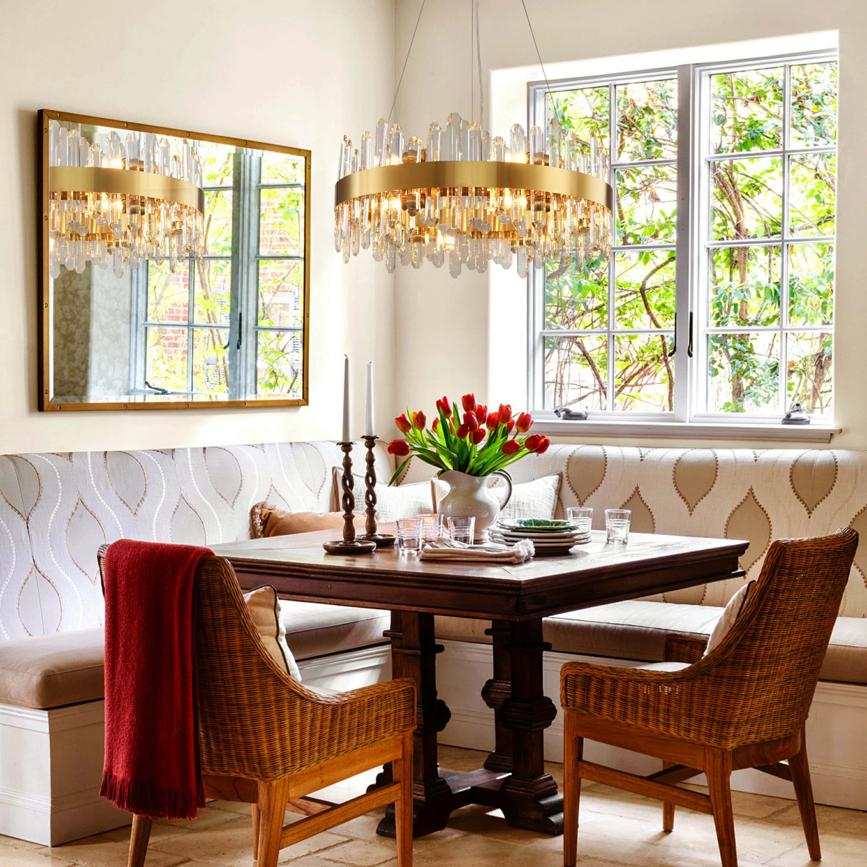 Stellara Crystal Strip Round Halo Chandelier 61cm D