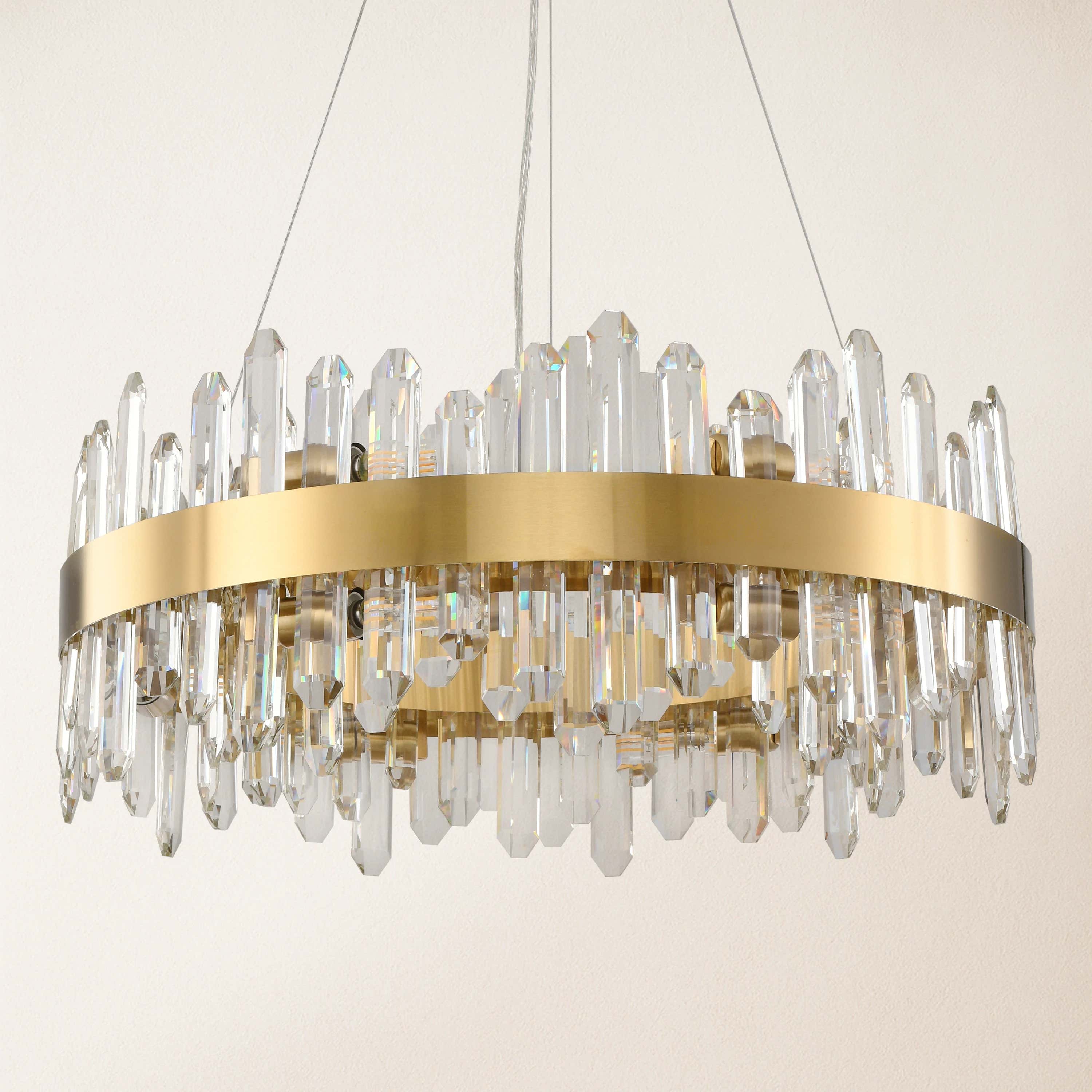 Stellara Crystal Strip Round Halo Chandelier 61cm D