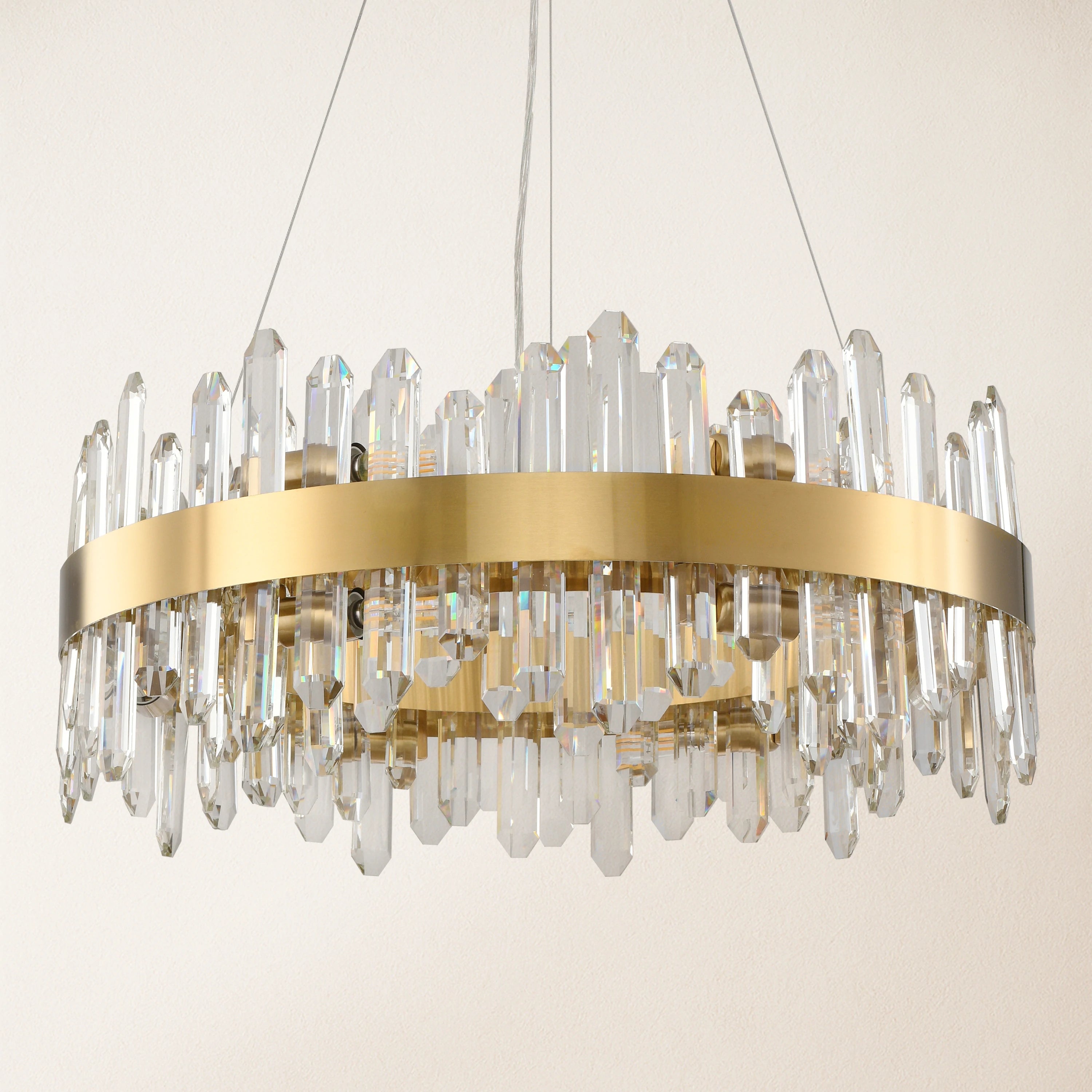 Stellara Crystal Strip Round Halo Chandelier 61cm D