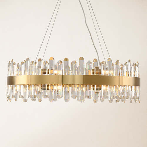 Stellara Crystal Strip Round Halo Chandelier 81cm D