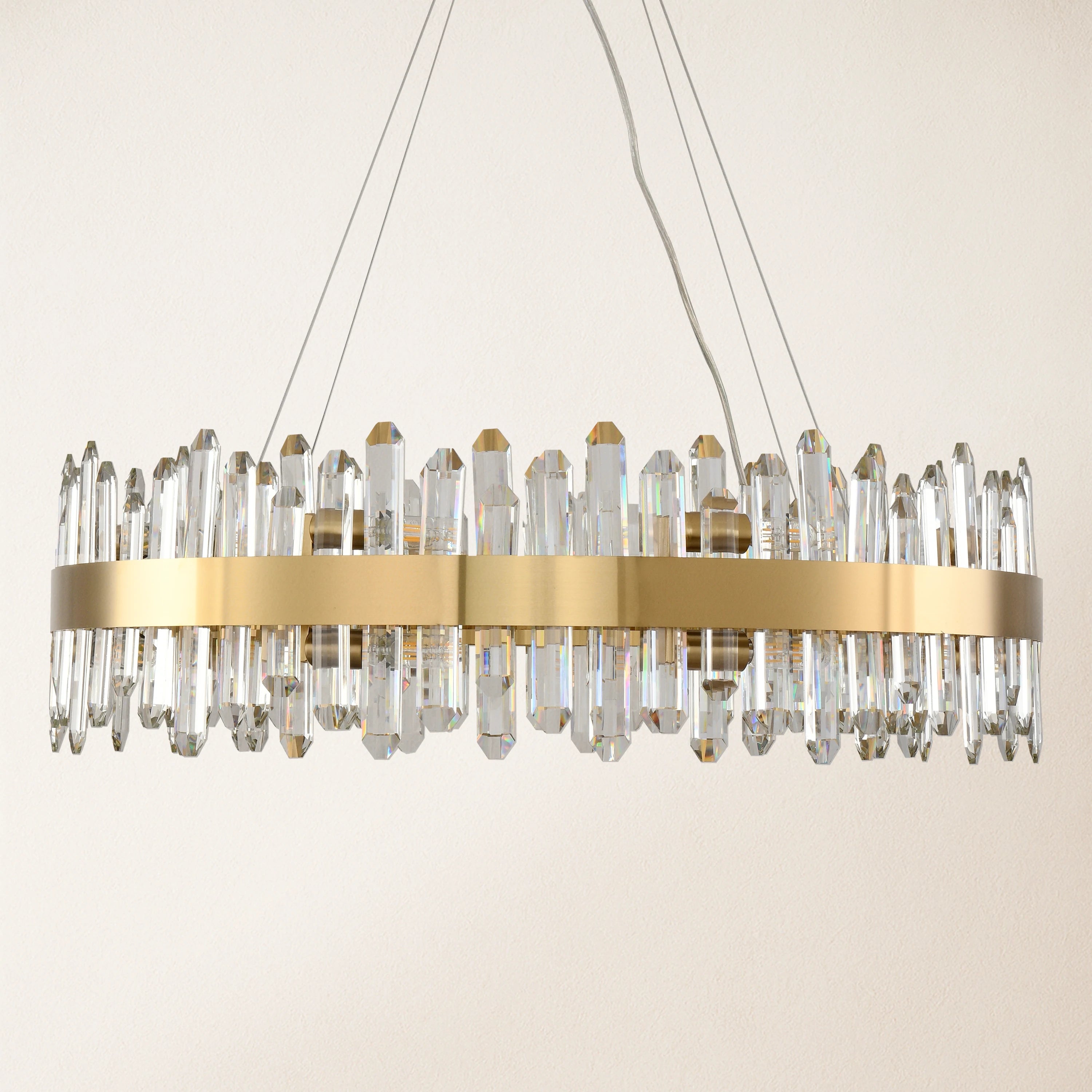 Stellara Crystal Strip Round Halo Chandelier 81cm D