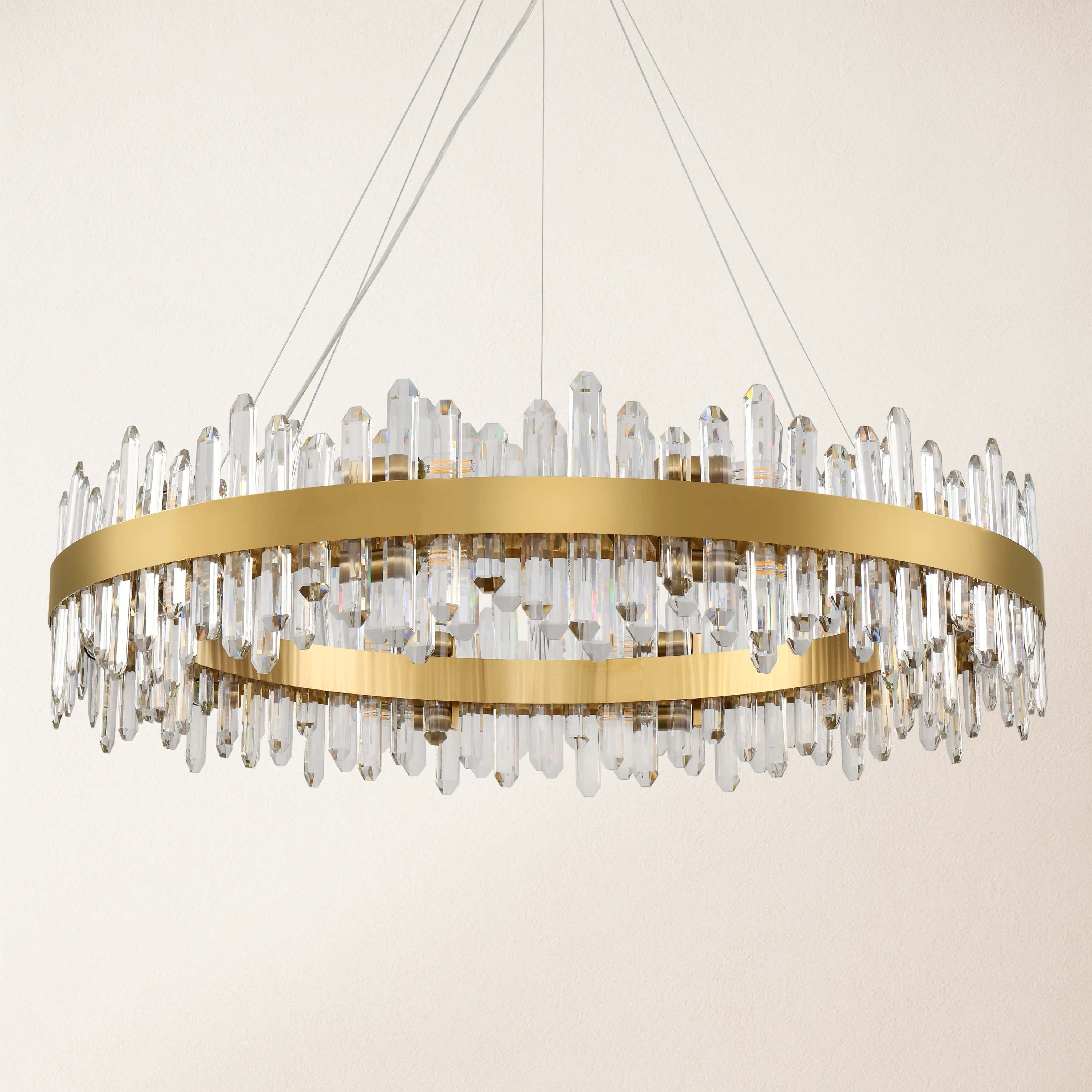 Stellara Crystal Strip Round Halo Chandelier 102cm D