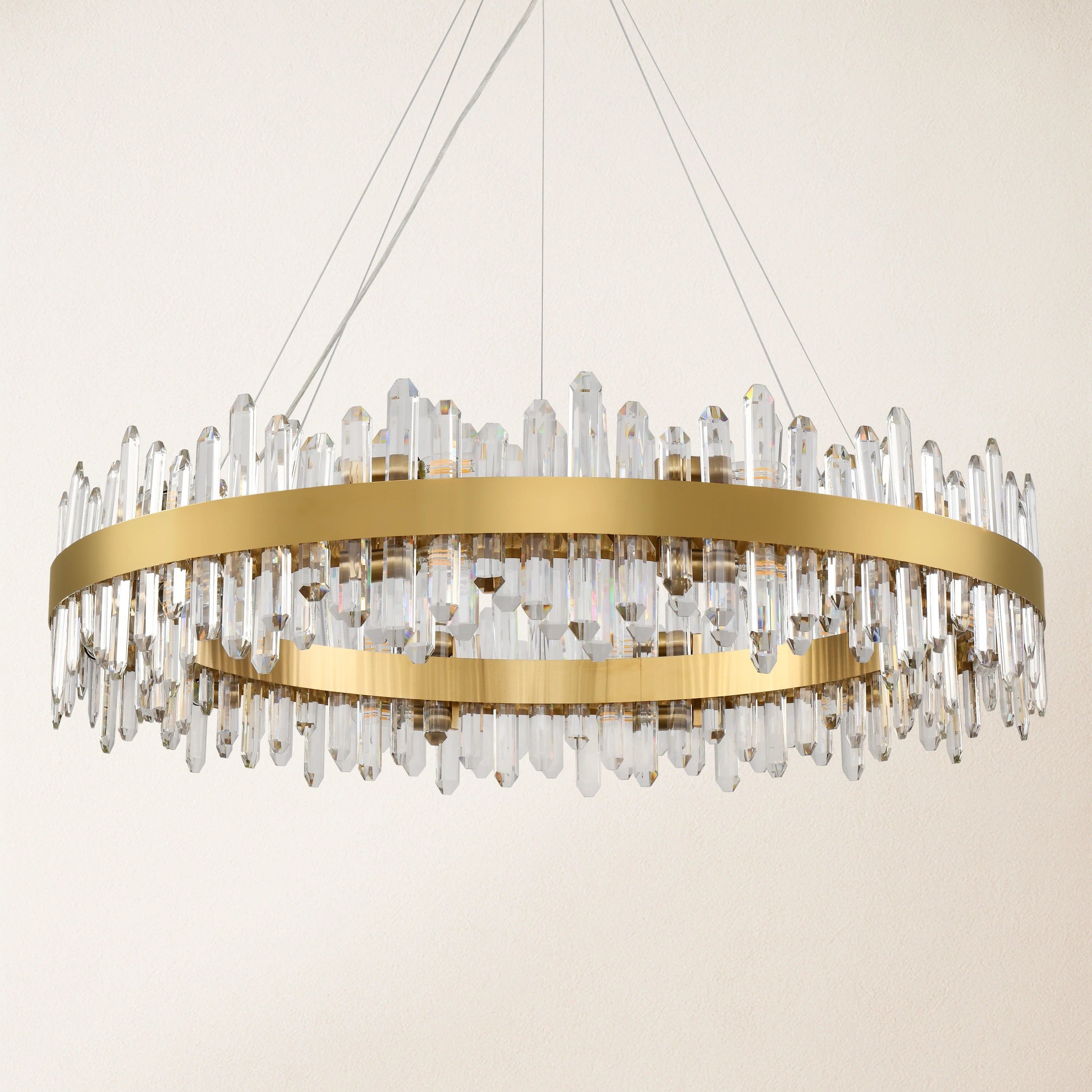 Stellara Crystal Strip Round Halo Chandelier 102cm D