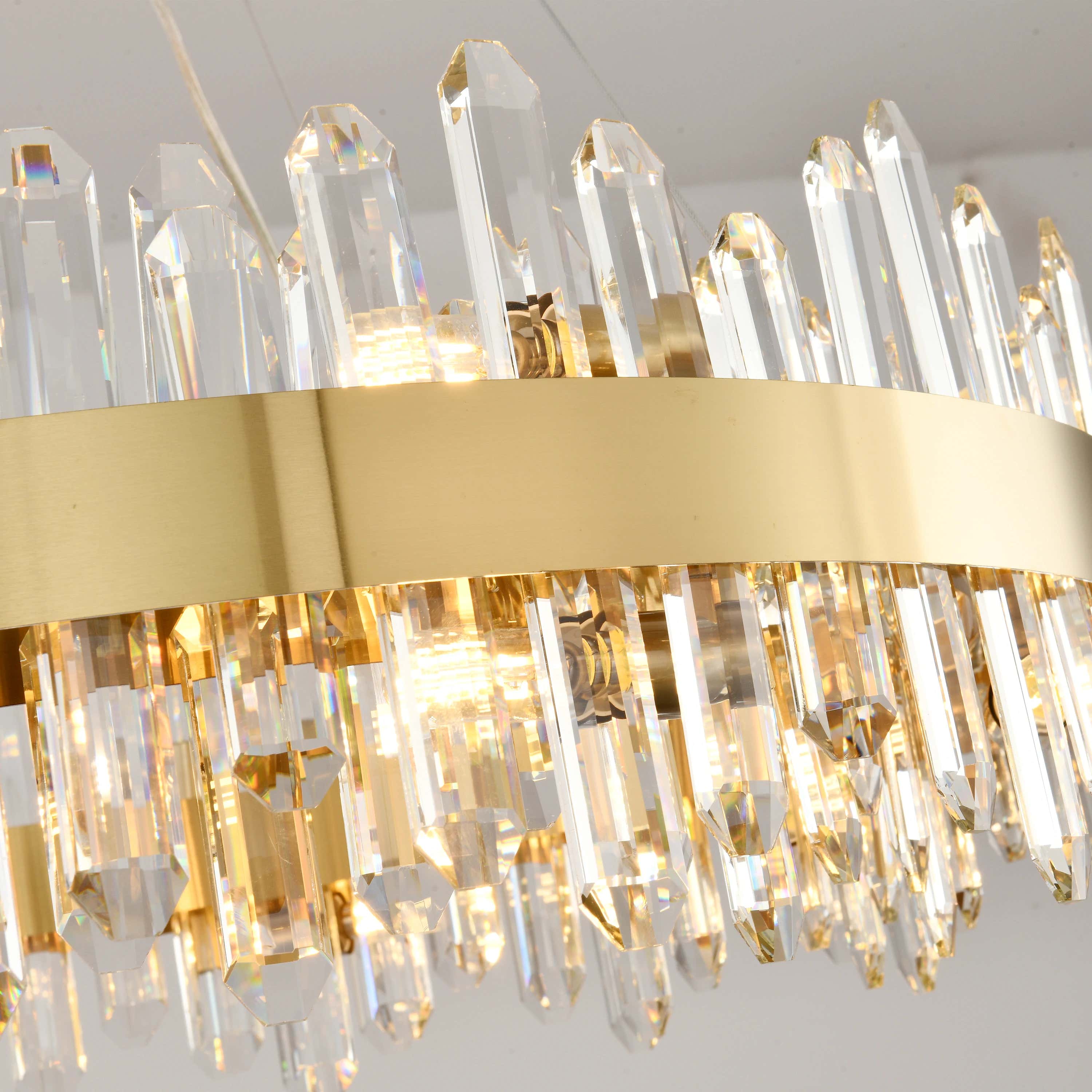 Stellara Crystal Strip Round Halo Chandelier 61cm D