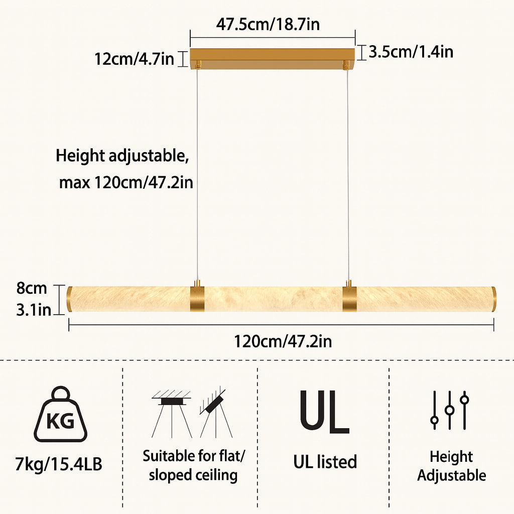 Sylvia Alabaster Linear Chandelier 47"