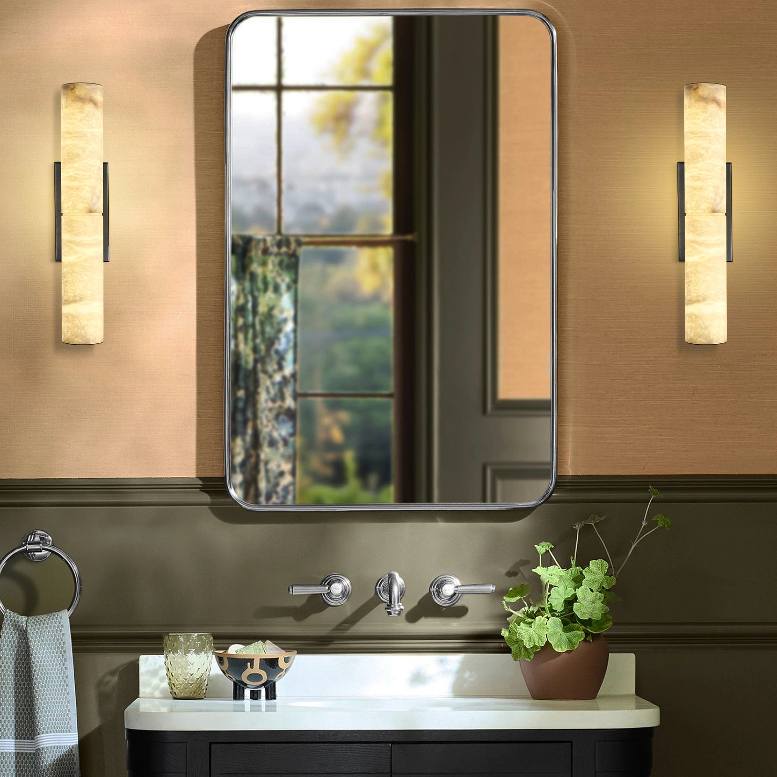 Sylvia Palladian Alabaster Wall Sconce 50cm H