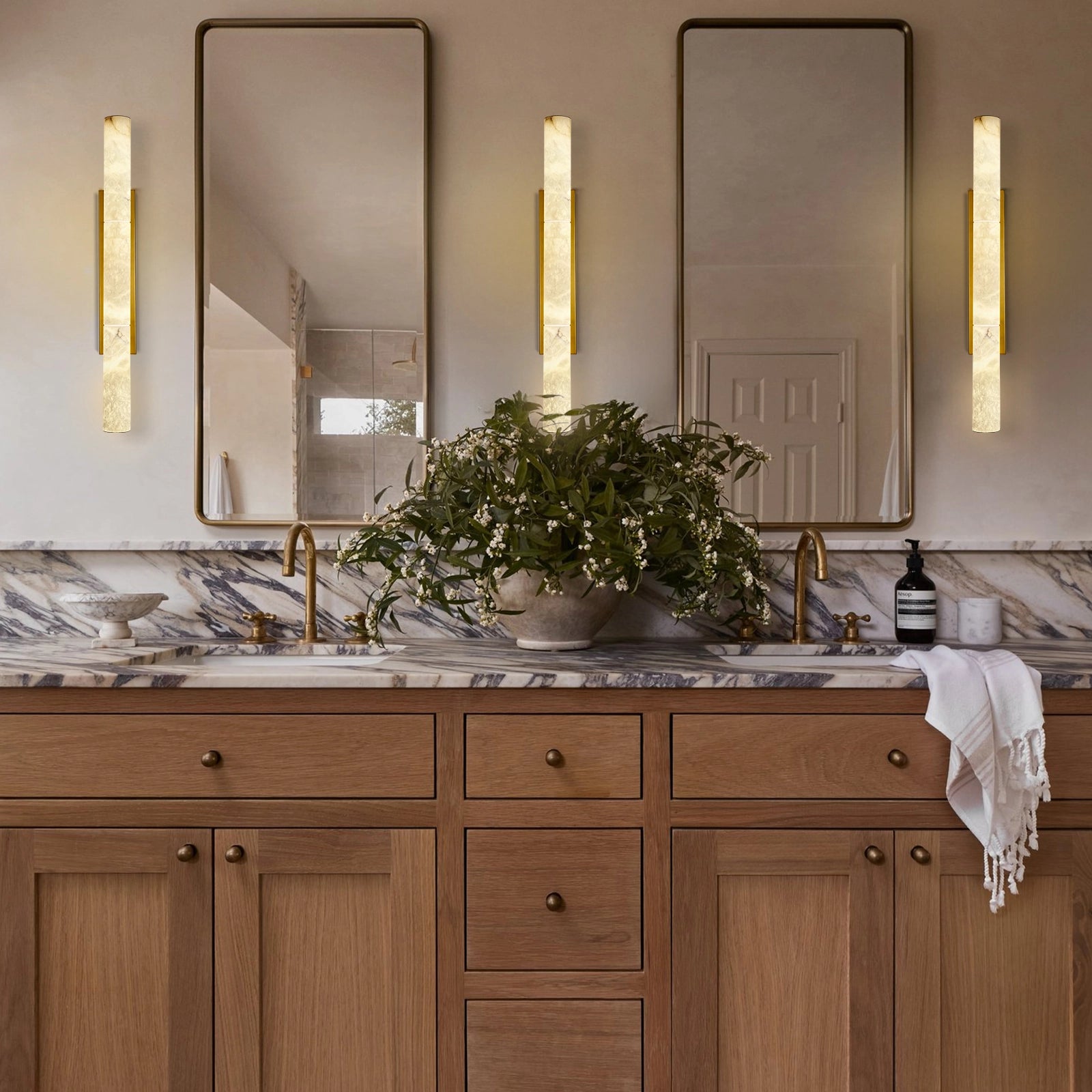 Sylvia Palladian Alabaster Wall Sconce 91cm H