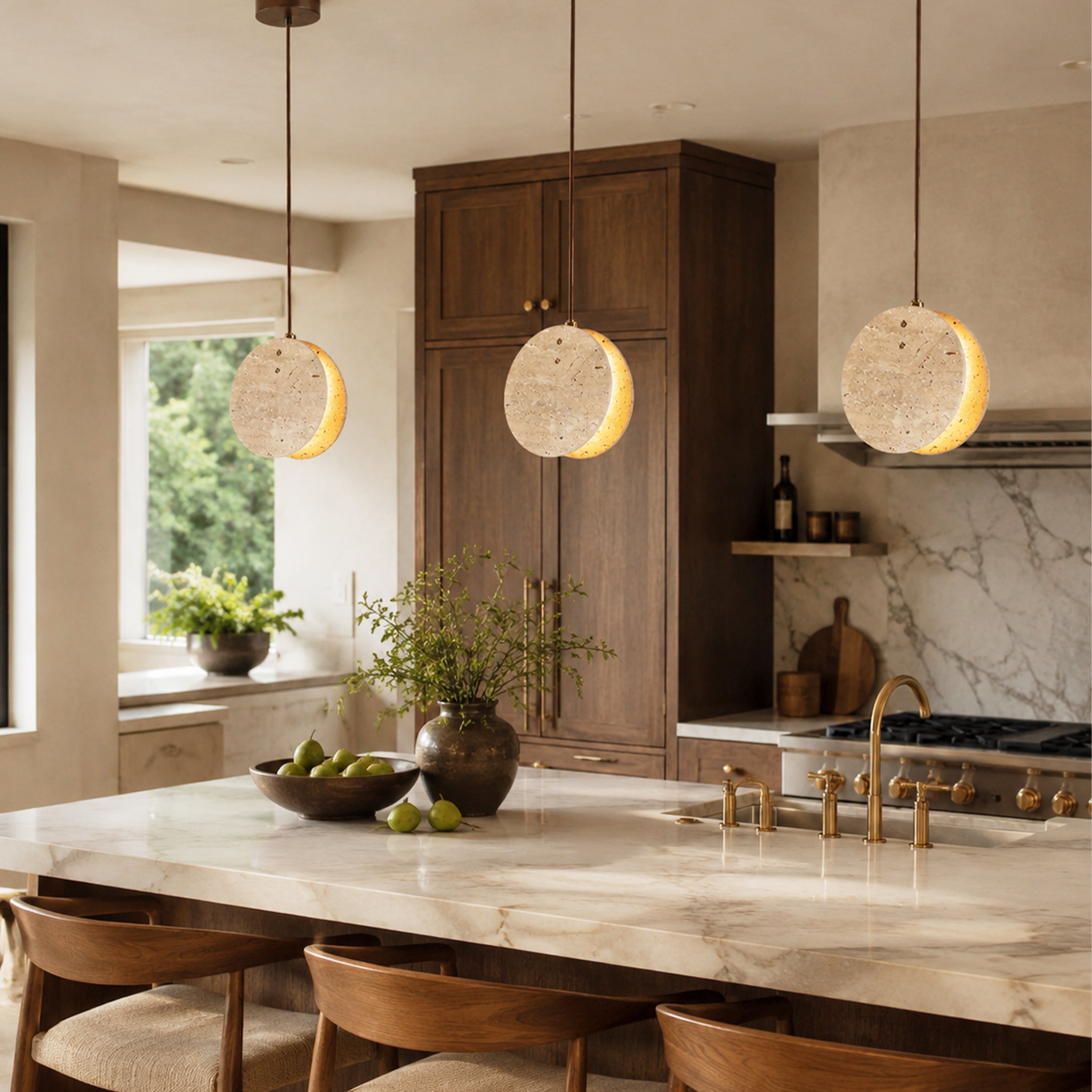 Xaloria Travertine Disc Pendant Light