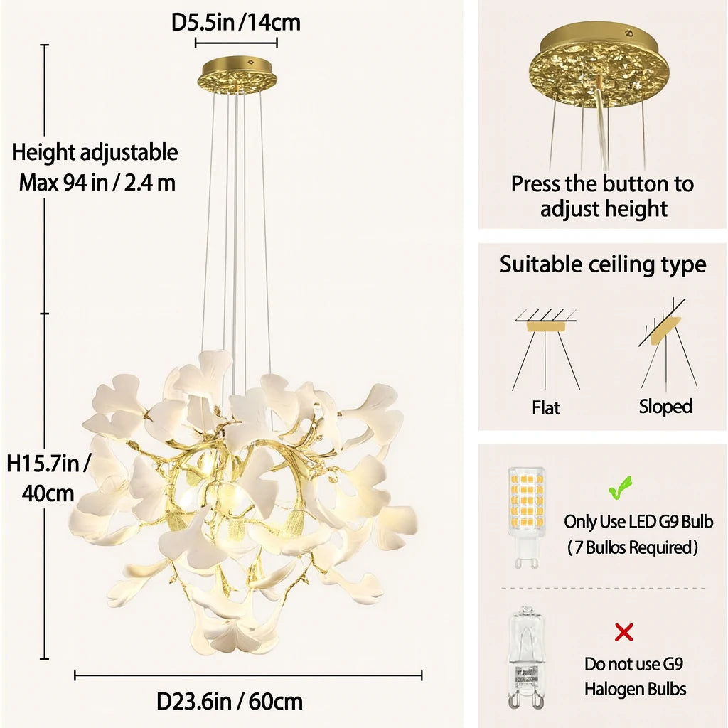 Twilight Branches Ceramic Glow Round Chandelier 60cm D