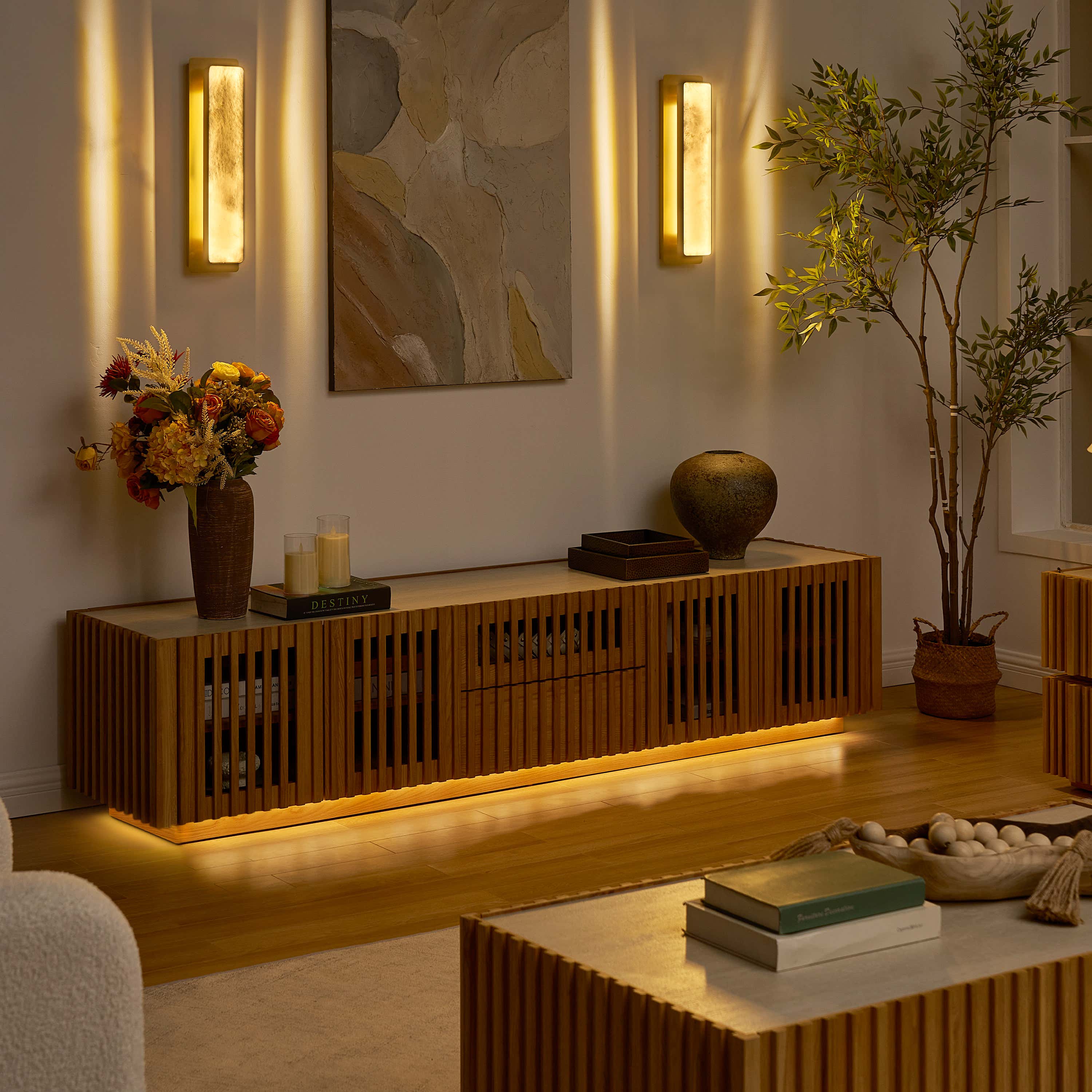 Isla Oak Sintered Stone Rectangle Coffee Table 120cm