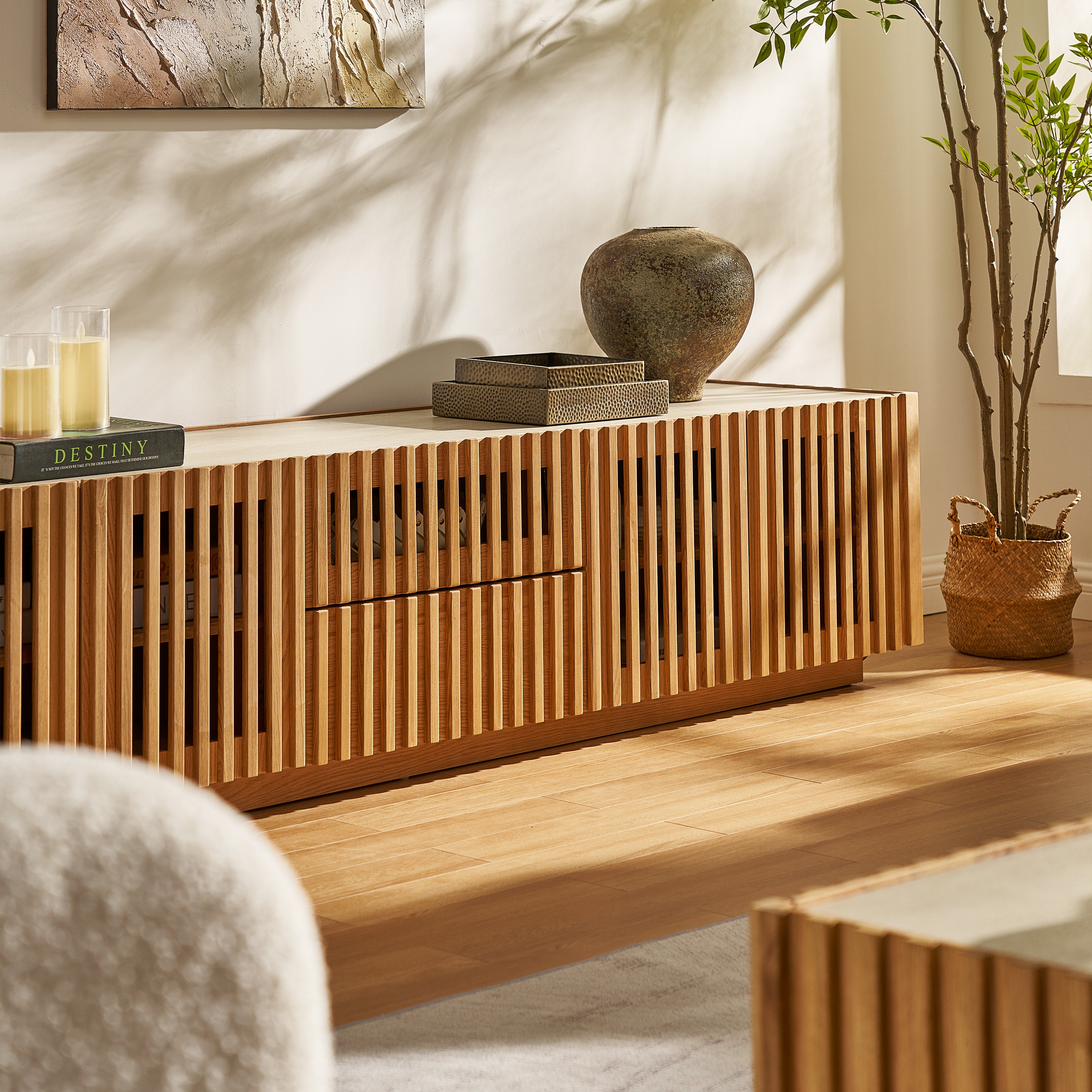 Isla Oak Sintered Stone Rectangle Coffee Table 120cm