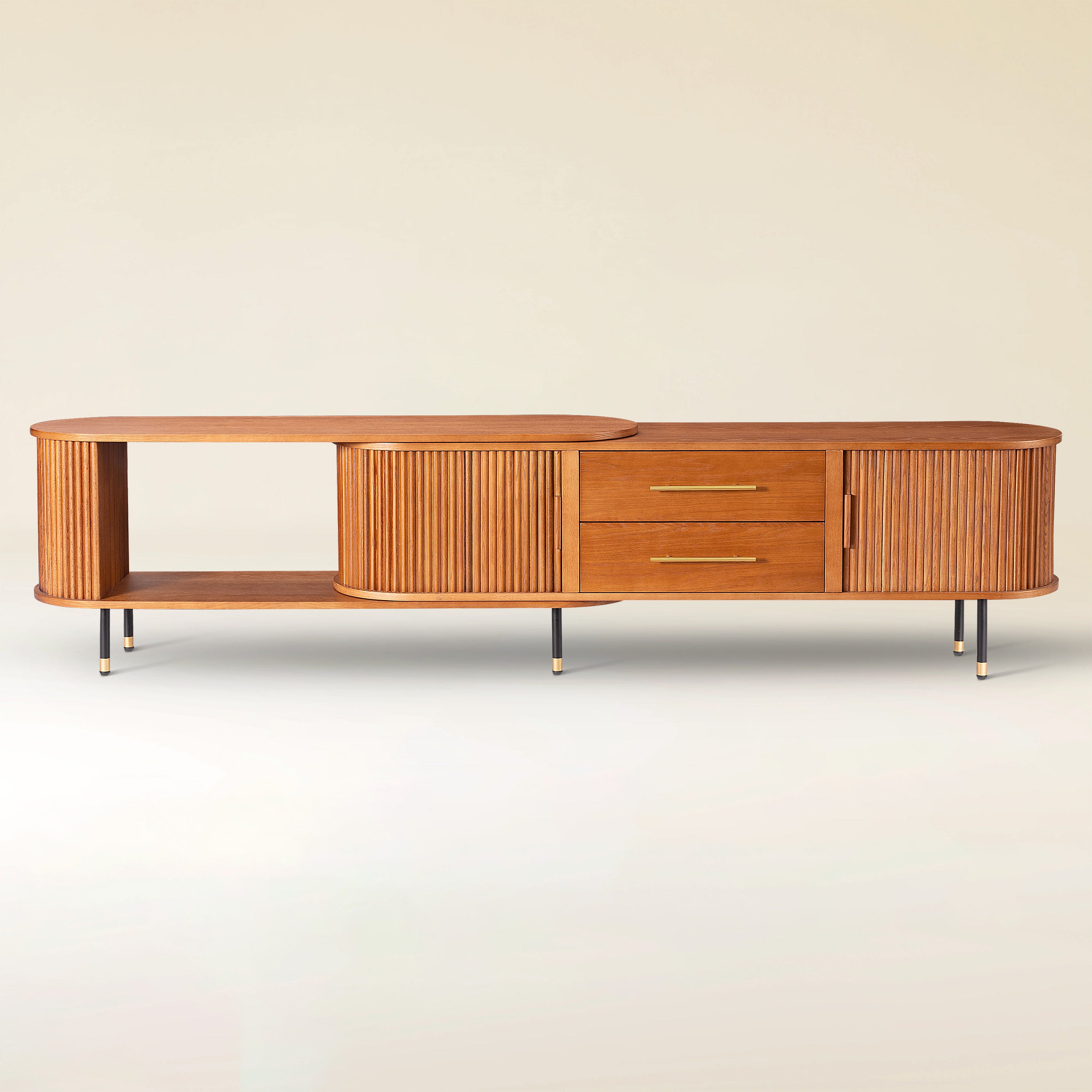 Ewan Oak Extendable Media Console 78.74" to 110.24"