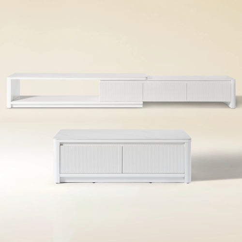 Celia Burnt Stone Media Console And Coffee Table Set