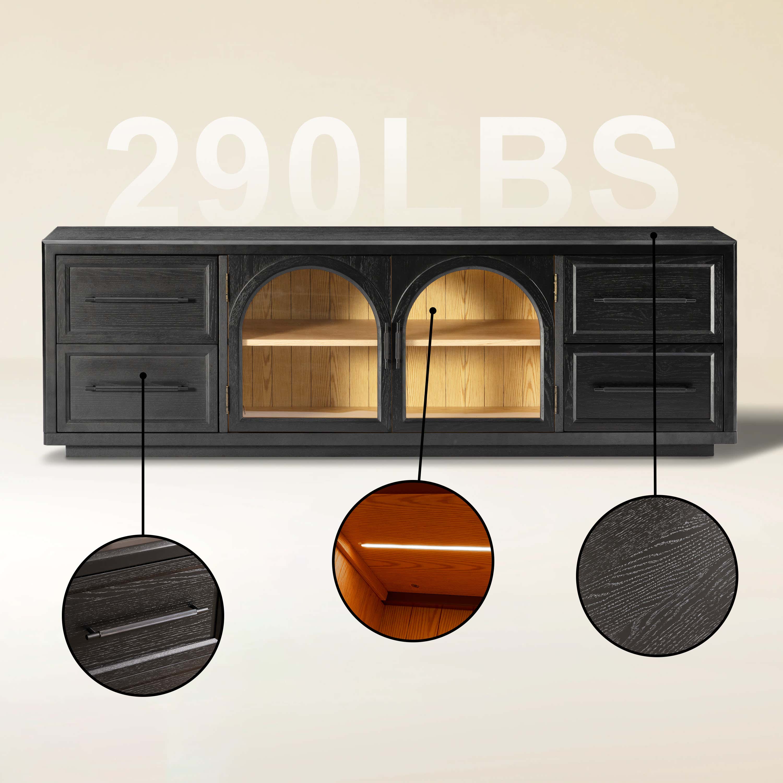 Alvar Oak Media Console 80"W