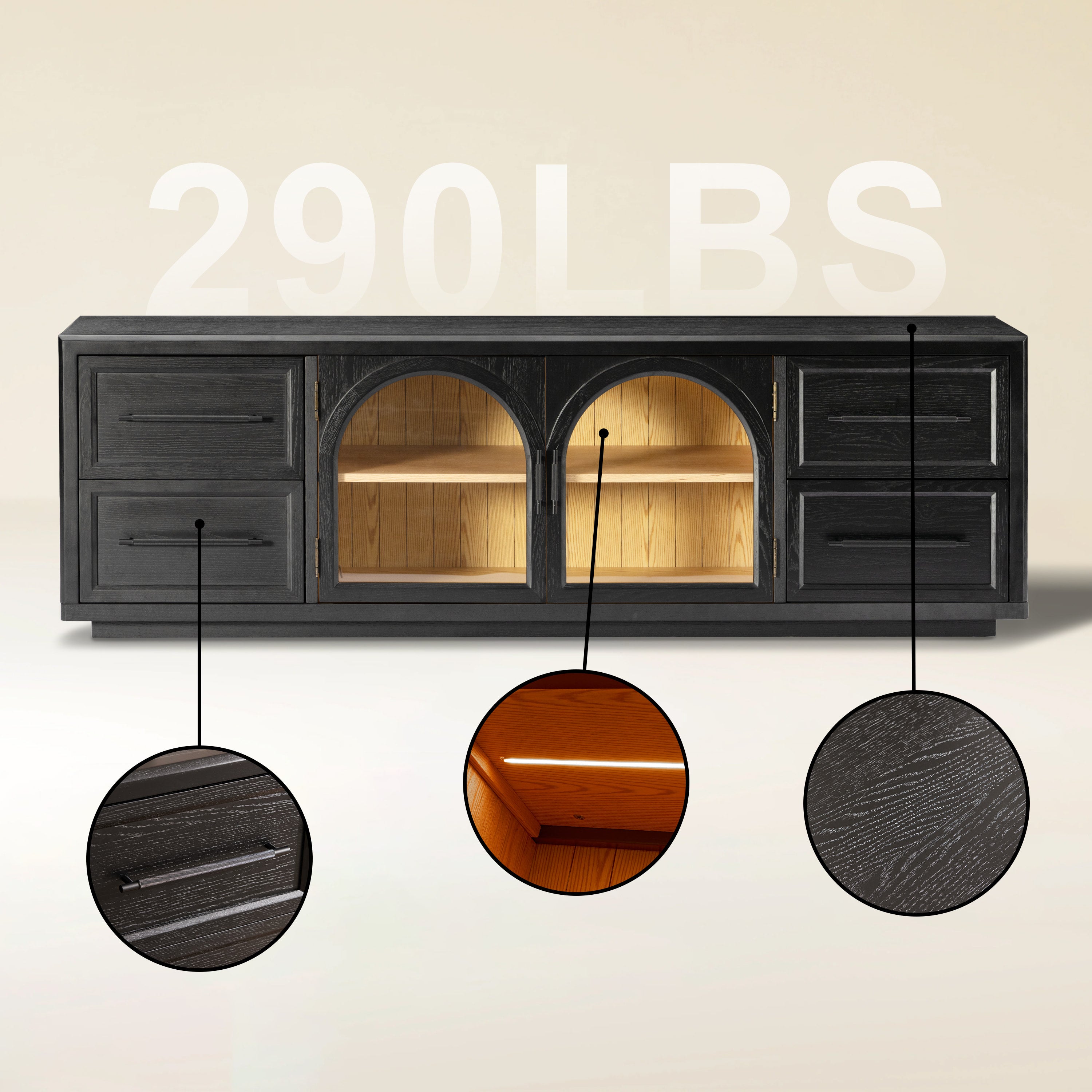 Alvar Oak Media Console 80"W