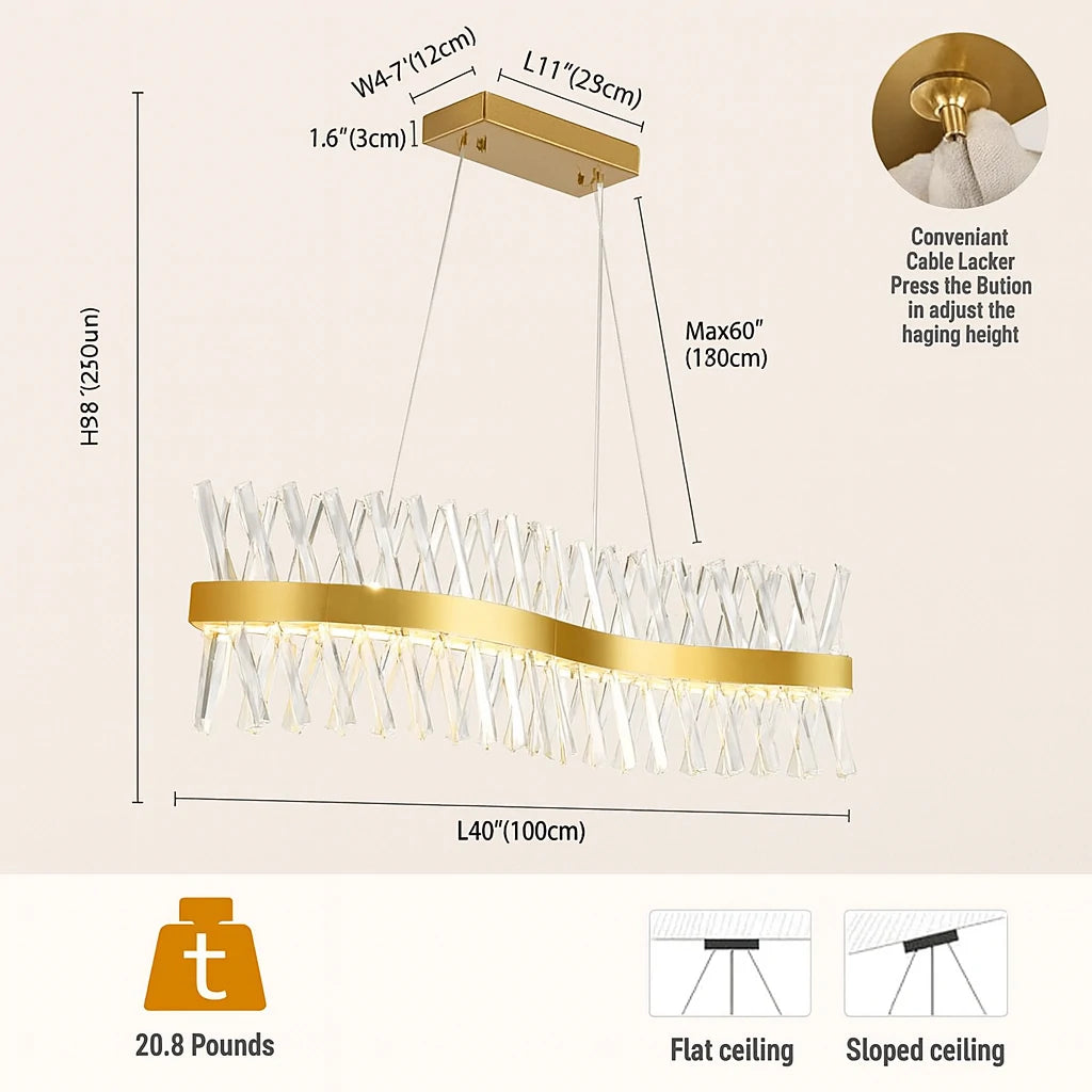 Vetro Prism Crystal Rectangular Chandelier 102cm L